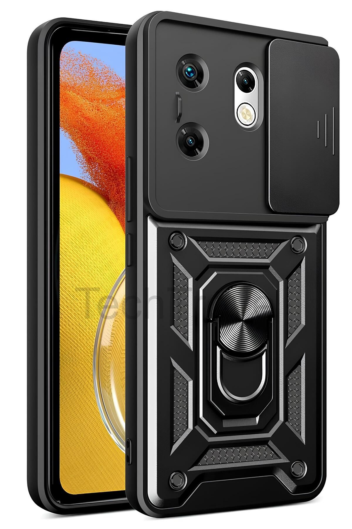TechTrove İnfinix Zero 30 4G Kılıf Sürgülü Kamera Korumalı Yüzüklü Stand Olabilen Magnetic Tpu Tank Kapak