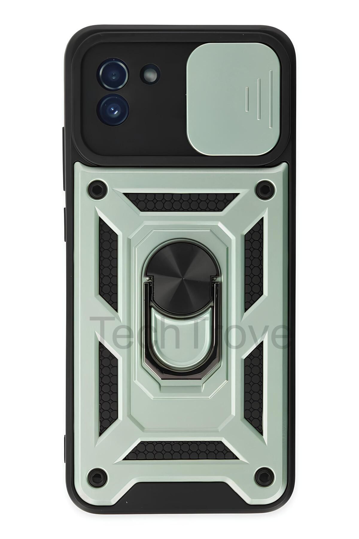 TechTrove Samsung Galaxy A03 Kılıf Sürgülü Kamera Korumalı Yüzüklü Stand Olabilen Magnetic Tpu Tank Kapak
