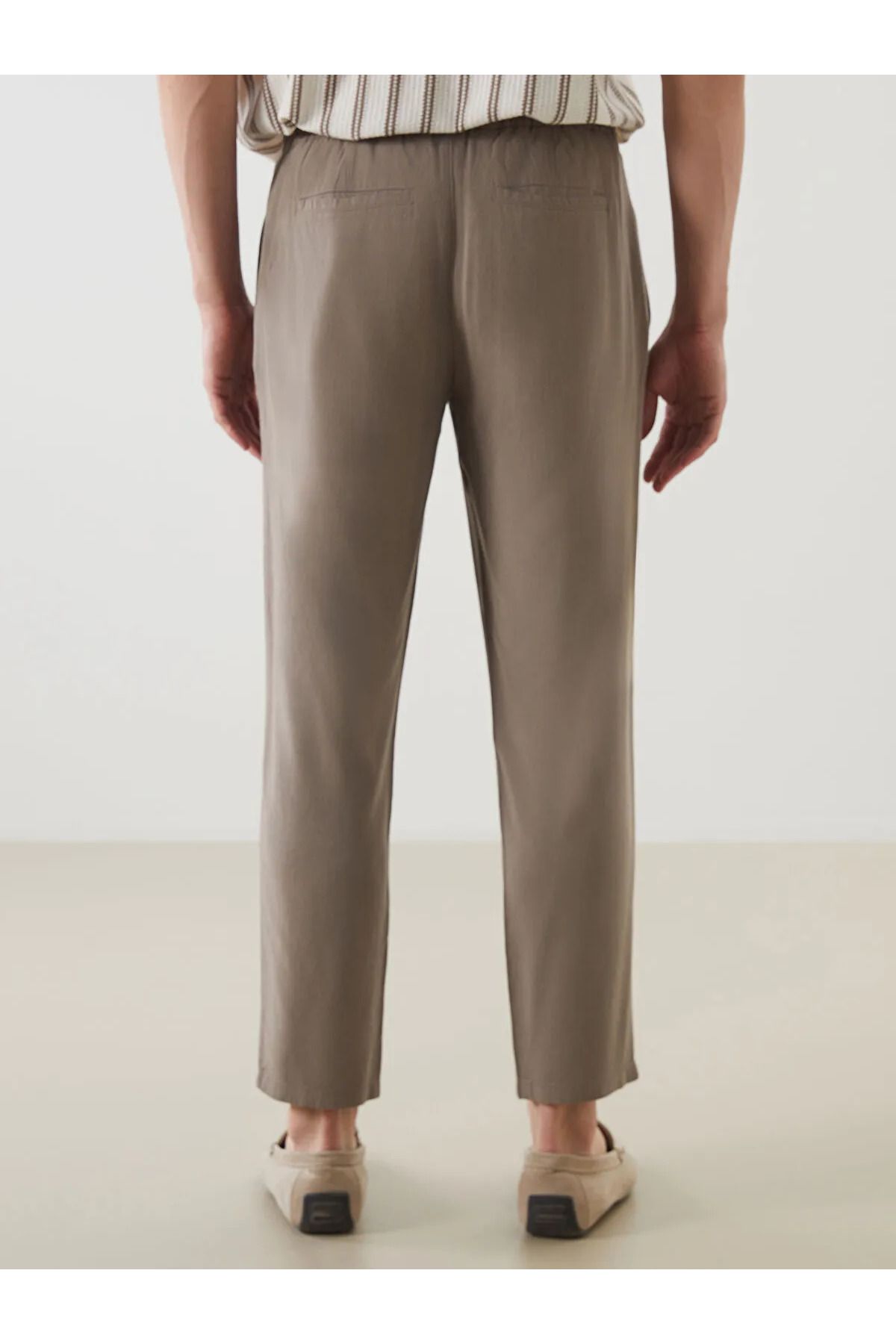 LC Waikiki-Standard Pattern Linen Blended Men's Trousers 4