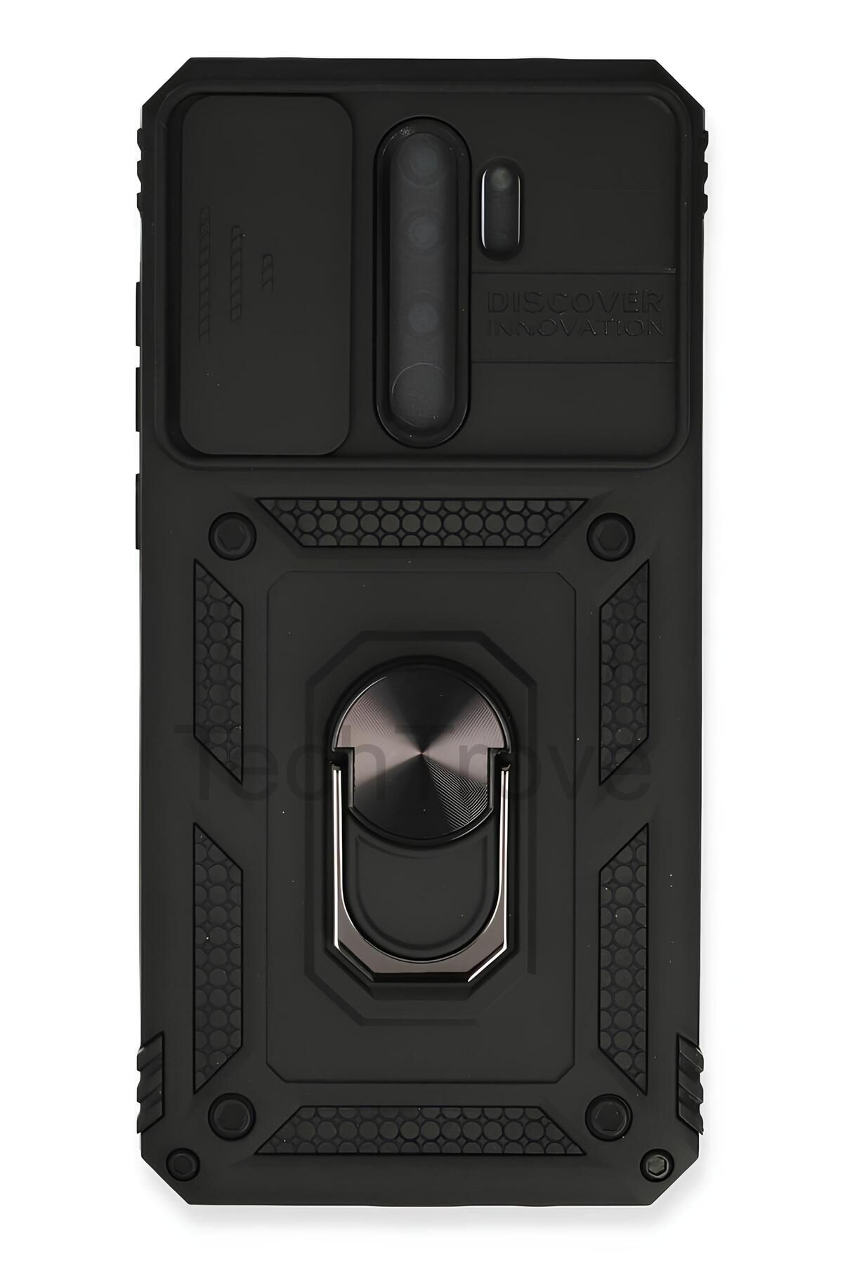 TechTrove Redmi Note 8 Pro Kılıf Sürgülü Kamera Korumalı Yüzüklü Stand Olabilen Magnetic Tpu Tank Kapak