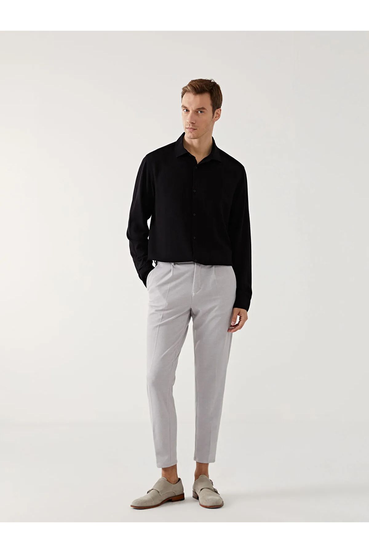 LC Waikiki Slim Fit Uzun Kollu Keten Karışımlı Erkek Gömlek