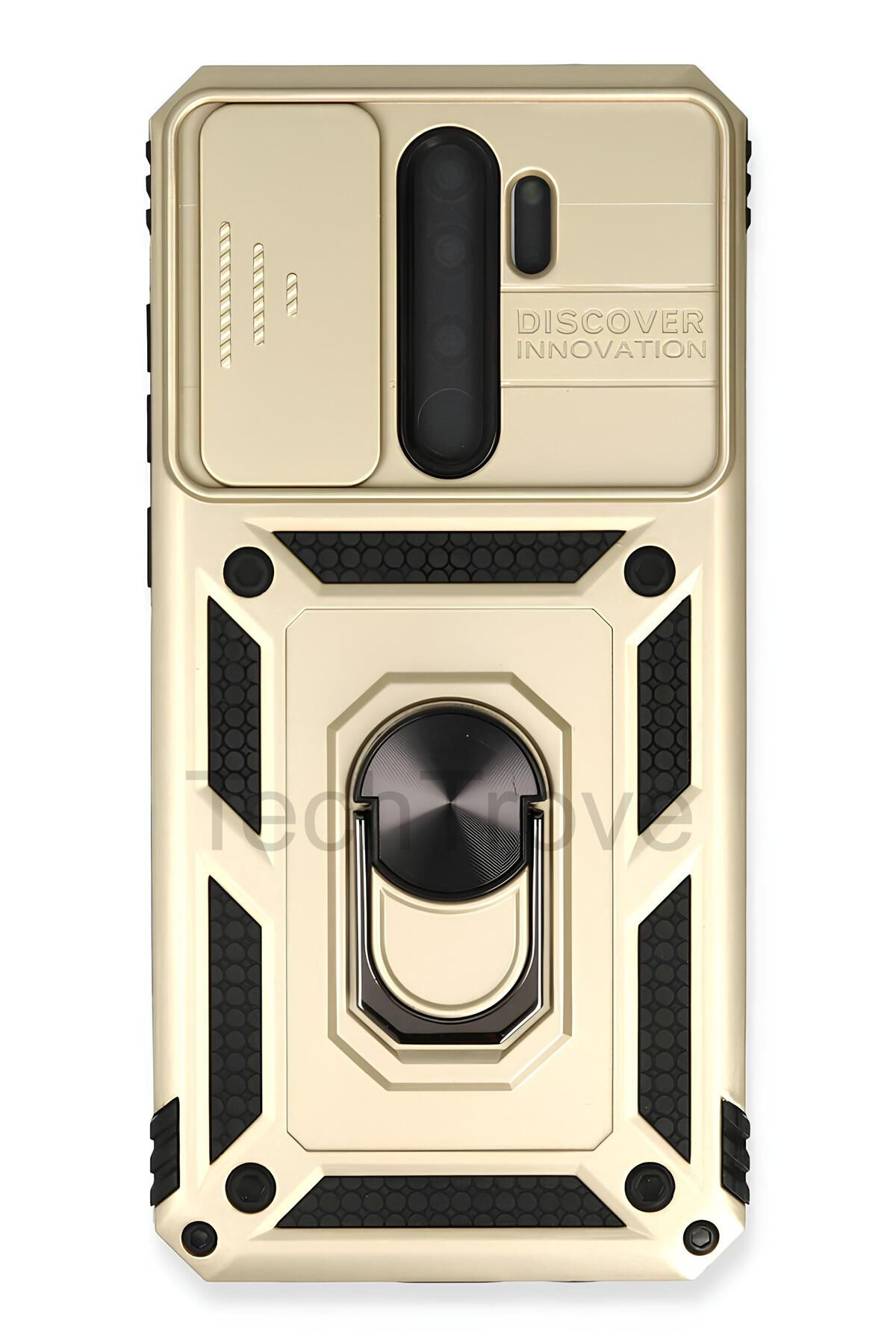 TechTrove Redmi Note 8 Pro Kılıf Sürgülü Kamera Korumalı Yüzüklü Stand Olabilen Magnetic Tpu Tank Kapak