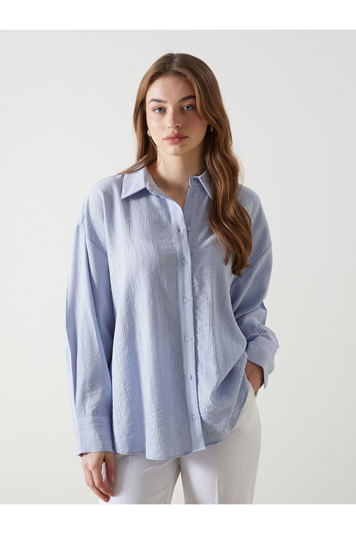 LC Waikiki Dokulu Oversize Kadın Gömlek