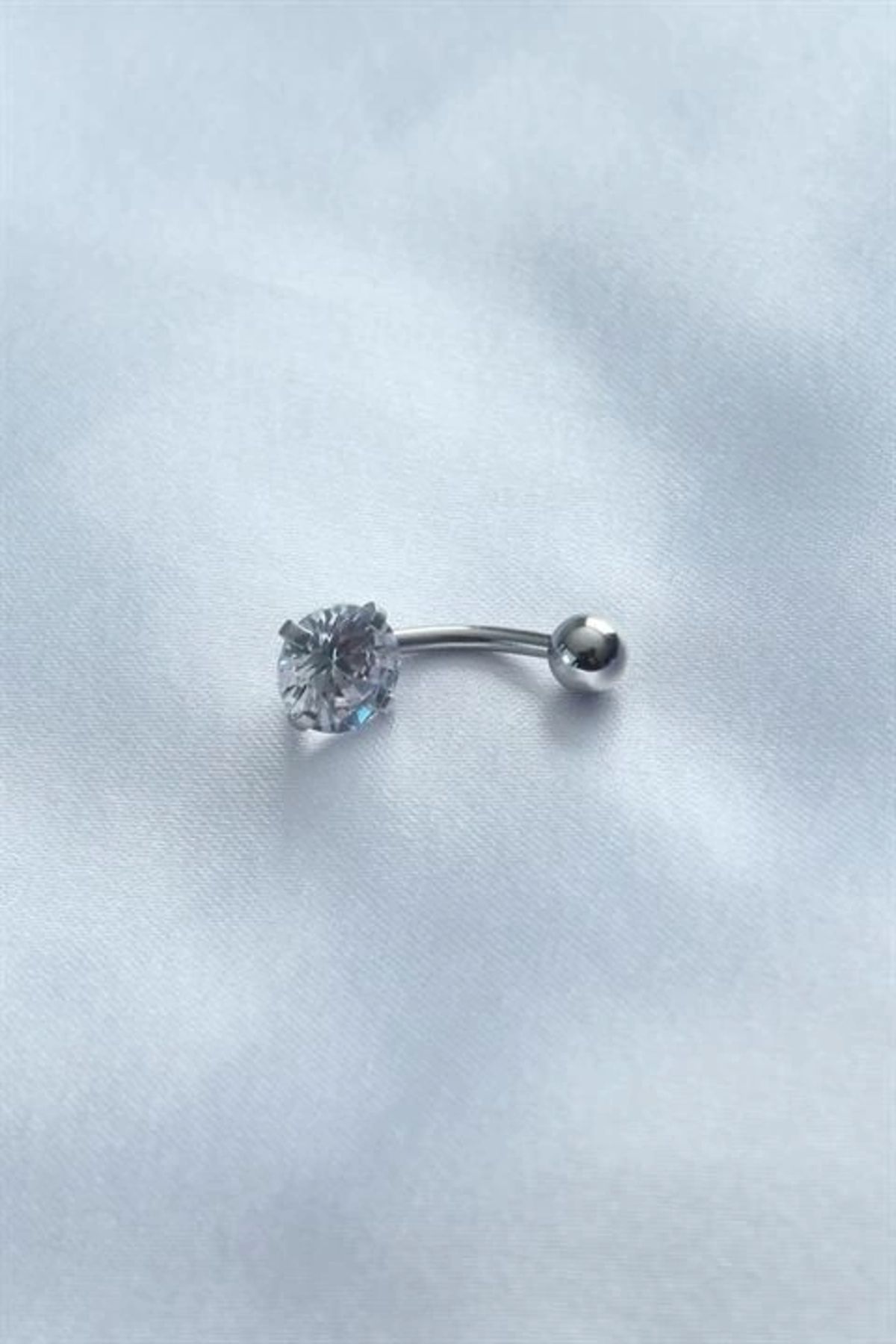 Merev 316L Cerrahi Çelik Zirkon Taşlı Göbek Piercing
