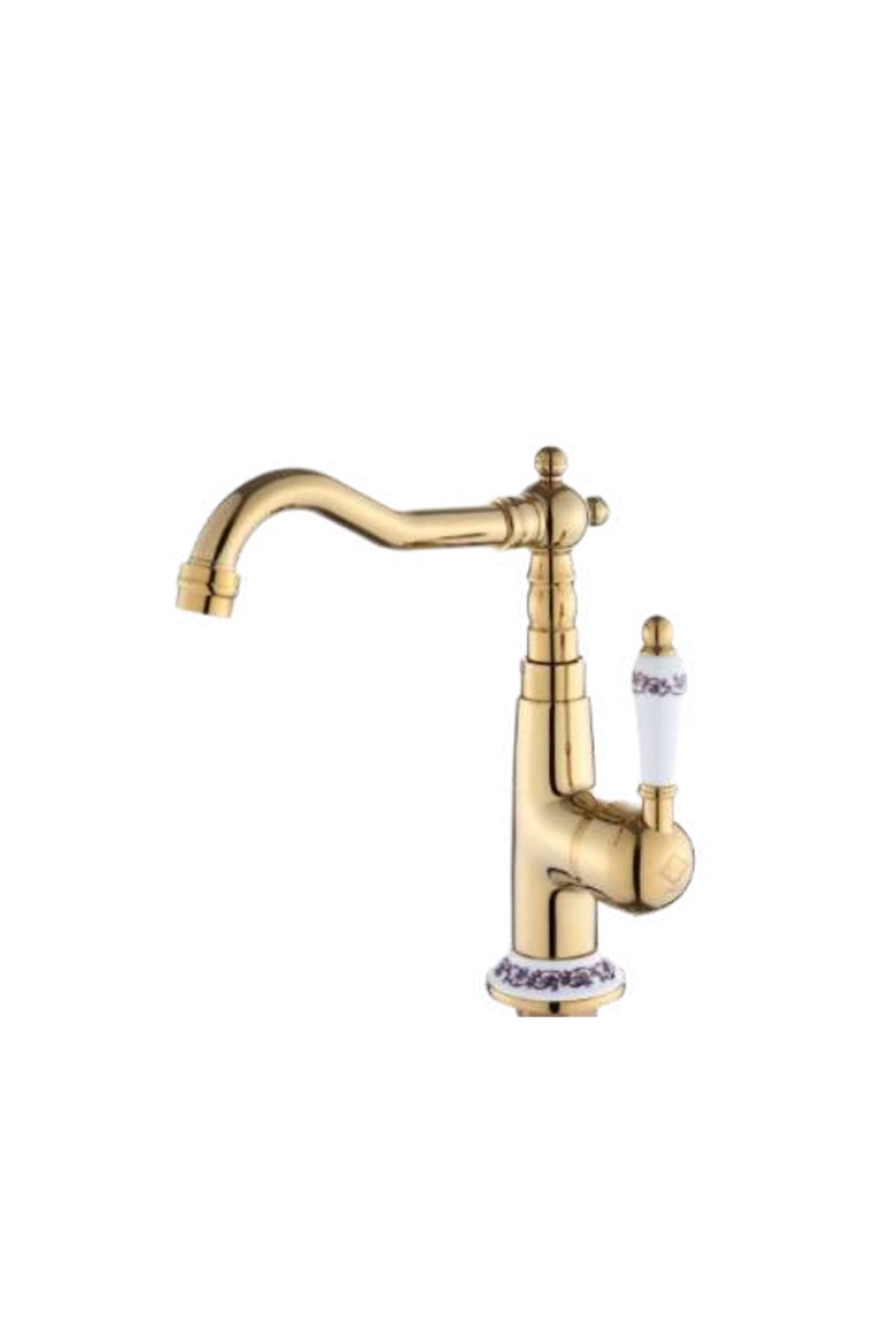 HT PRİMA PORSELENLİ RUSTİK LAVABO BATARYASI GOLD