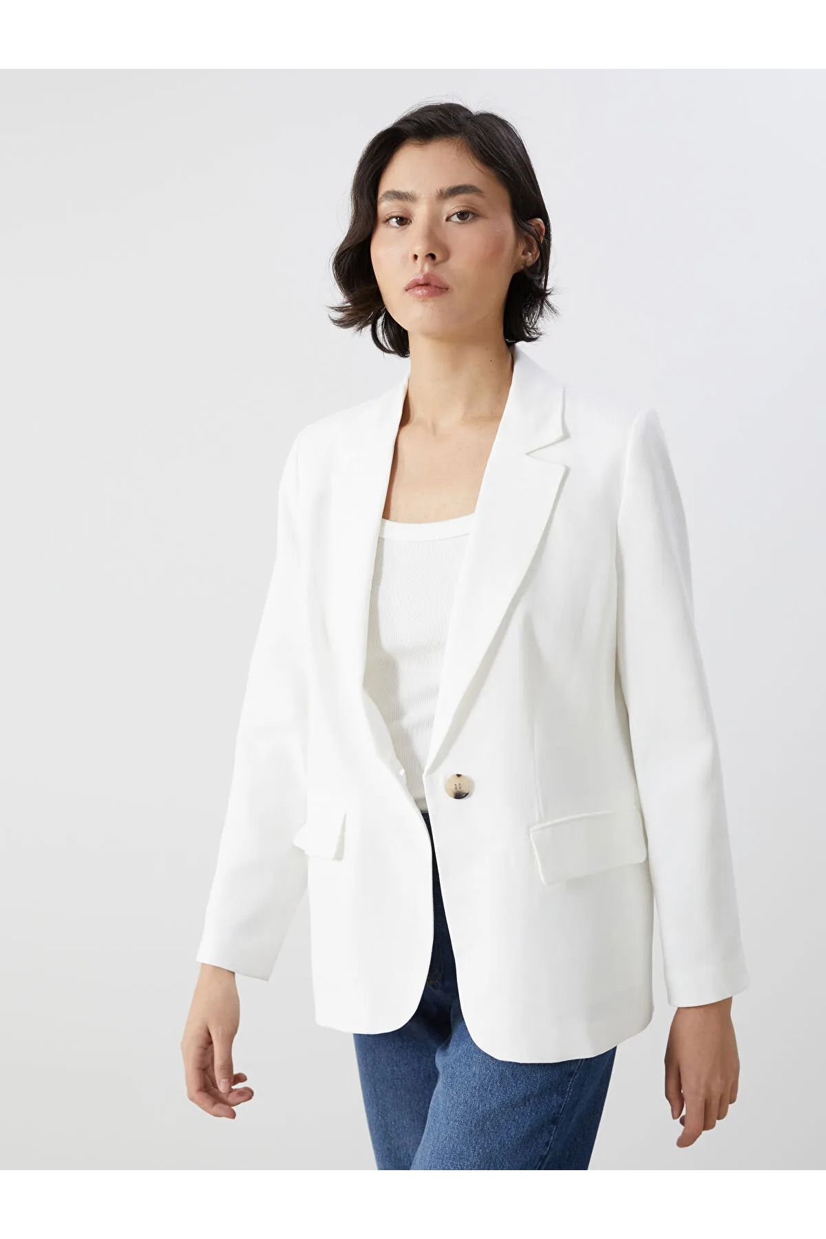 LC Waikiki Keten Karışımlı Kadın Blazer Ceket