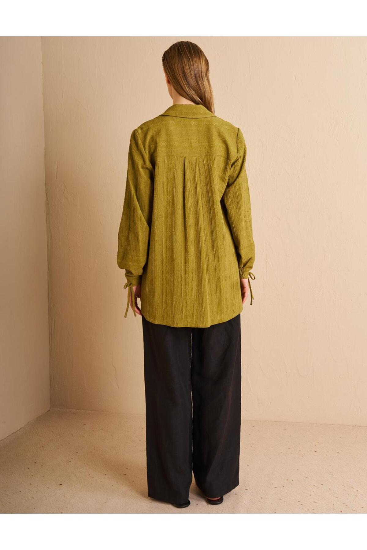 KYR-Hidden Patı Seersucker Tunic Khaki 4