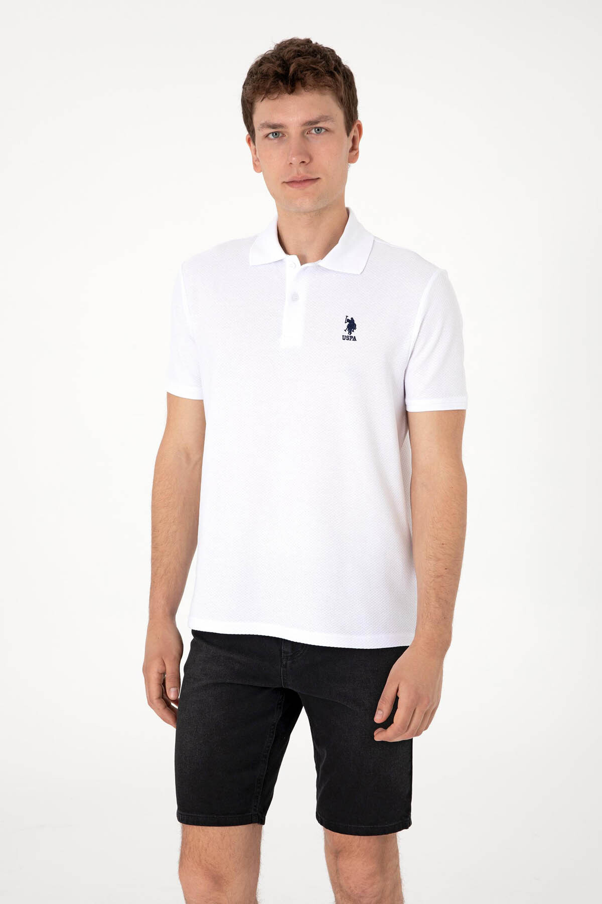 یو اس پولو تی‌شرت یقه پولو مردانه سفید U.S. Polo Assn. Tase کد ۲۱۰۶۳۳۹
