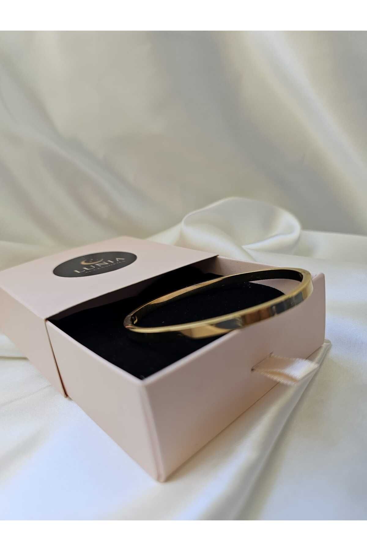 Lunia accessories Düz Model Çelik Kelepçe Bileklik