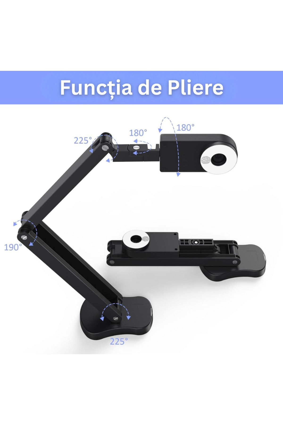 Velixo-Scaner de documente cu cameră A4/A3, 4K 30FPS, 8MP, focalizare automată, microfon dual, LED, pliabil, USB 2.0, tip C 6