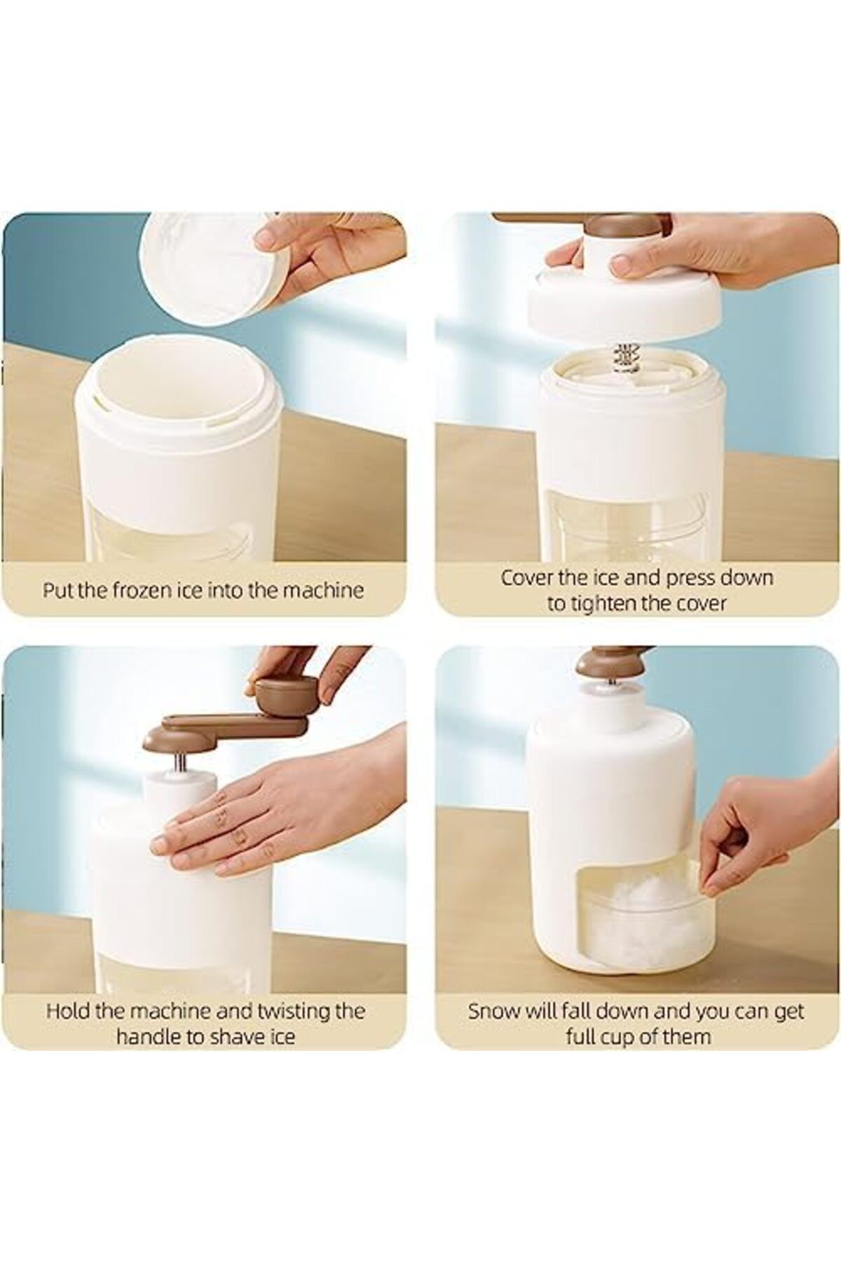 Generic-Handmade Shaved Ice Machine Snow Cone Maker Manual Ice Crusher for Home Parties and Summer Treats 5