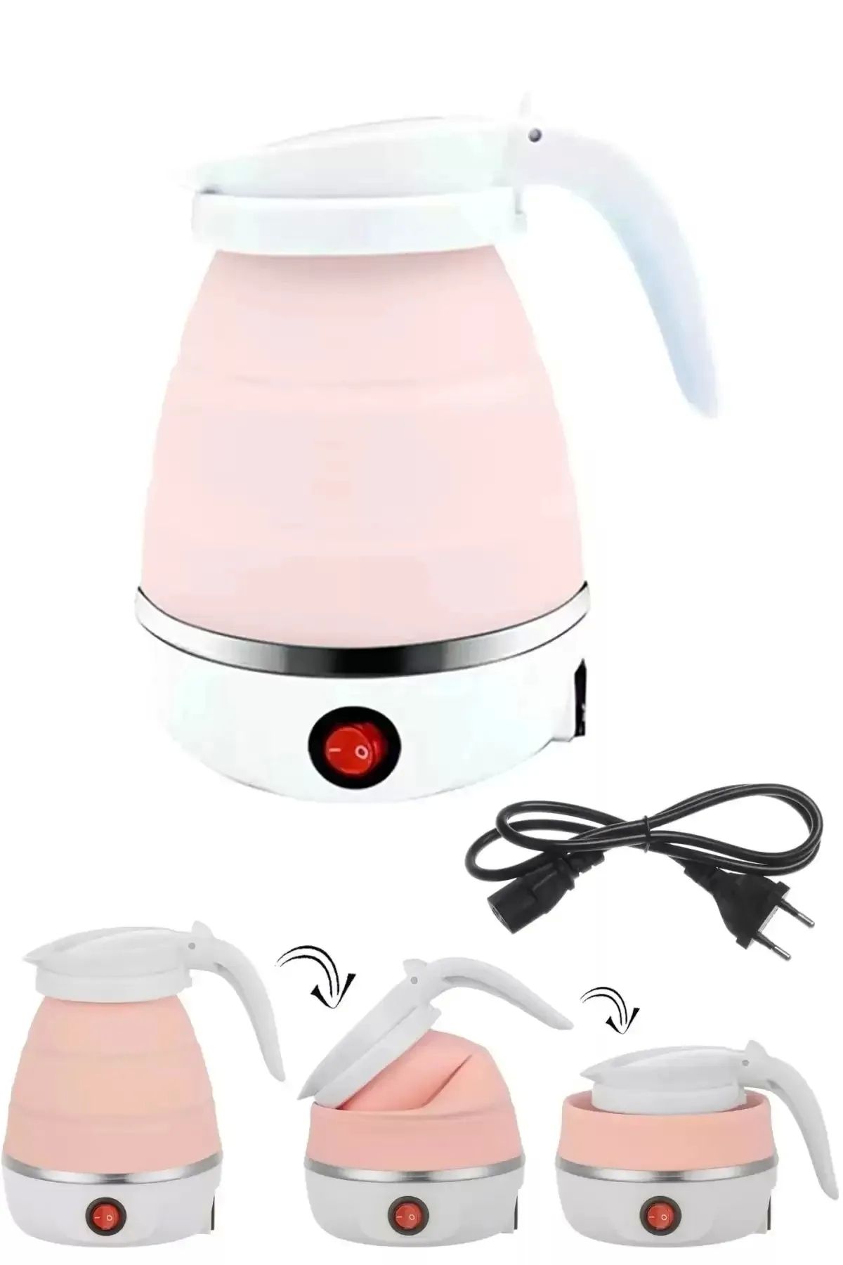 Rosemor Katlanabilir Kamp Piknik Su Isıtıcı Taşınabilir Mini Kettle Silikonlu Elektrikli Su Isıtıcısı