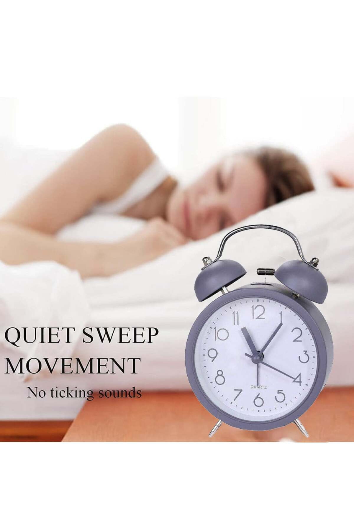 PUFO-Prime table alarm clock with dial lighting button, metallic, 15 cm, gray 2