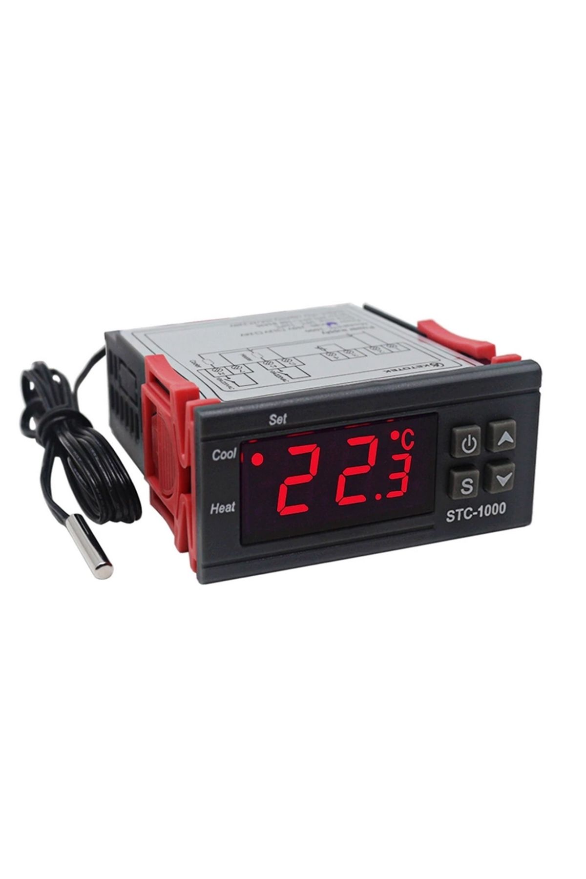 Elektronik Atölye AC 110-220V 10A LCD Ekranlı NTC Sensörlü Termostat Sıcaklık Kontrol Modülü