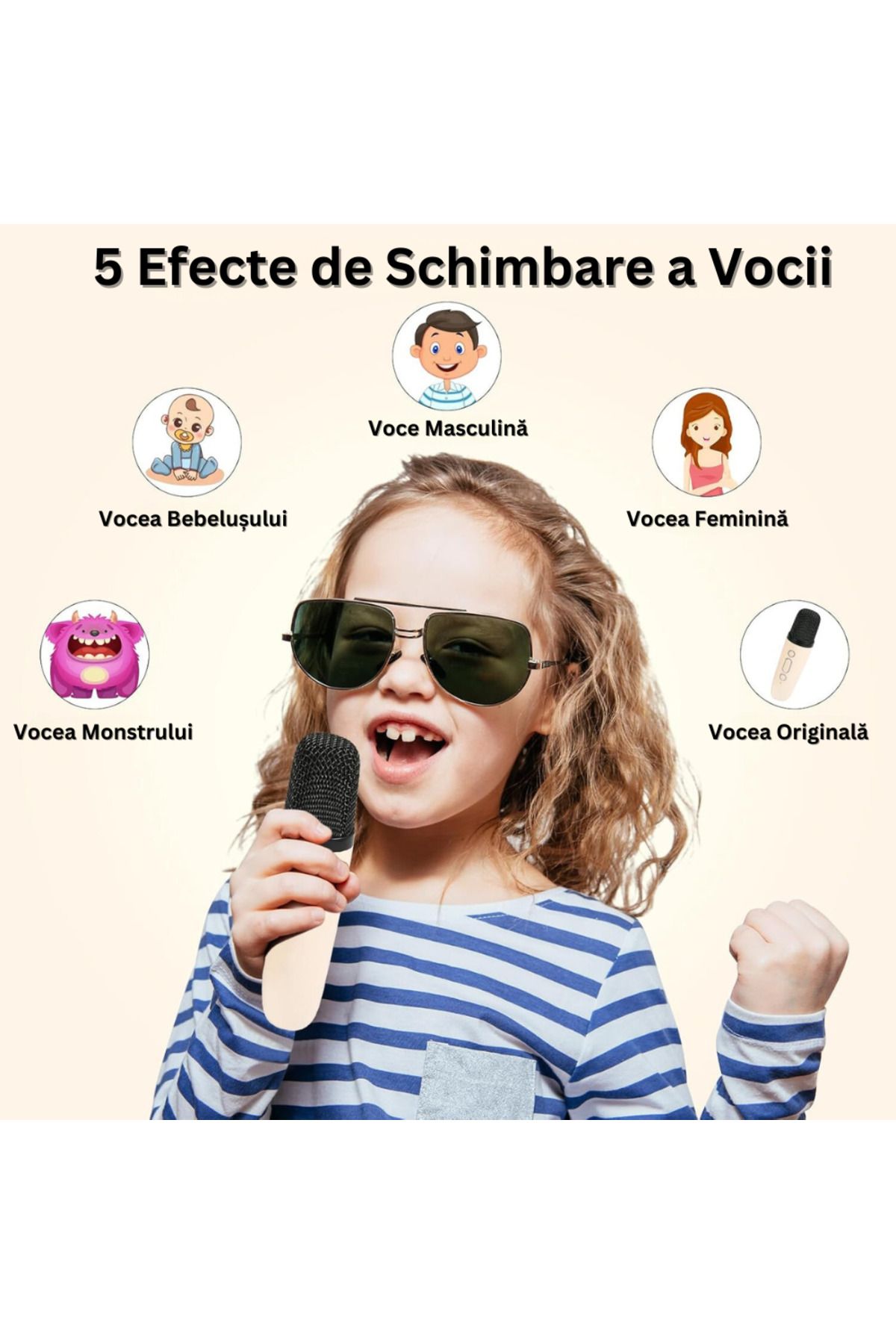 Velixo-Set of 2 Wireless Karaoke Mics with Speaker, Bluetooth, RGB LED, 3D Sound, 5 Effects, MicroSD, AUX 5