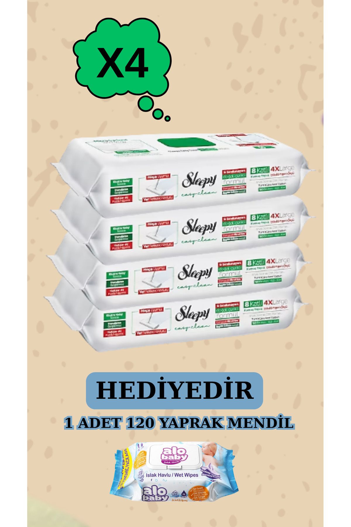 Sleepy Mop Beyaz Sabun 4 Paket 200 Yaprak