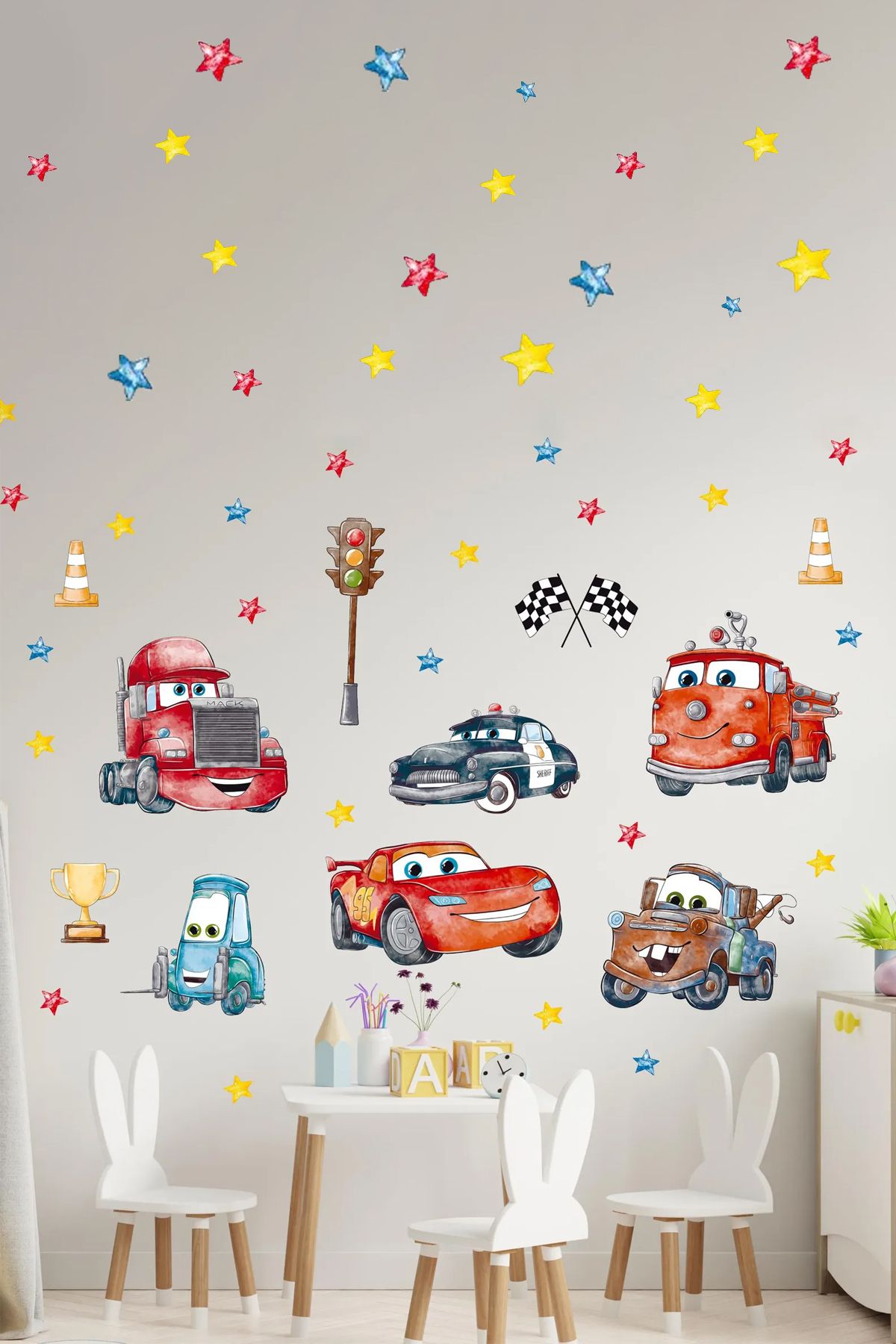 KT Decor Cars Arabalar Erkek Çocuk Odası Duvar Sticker Seti