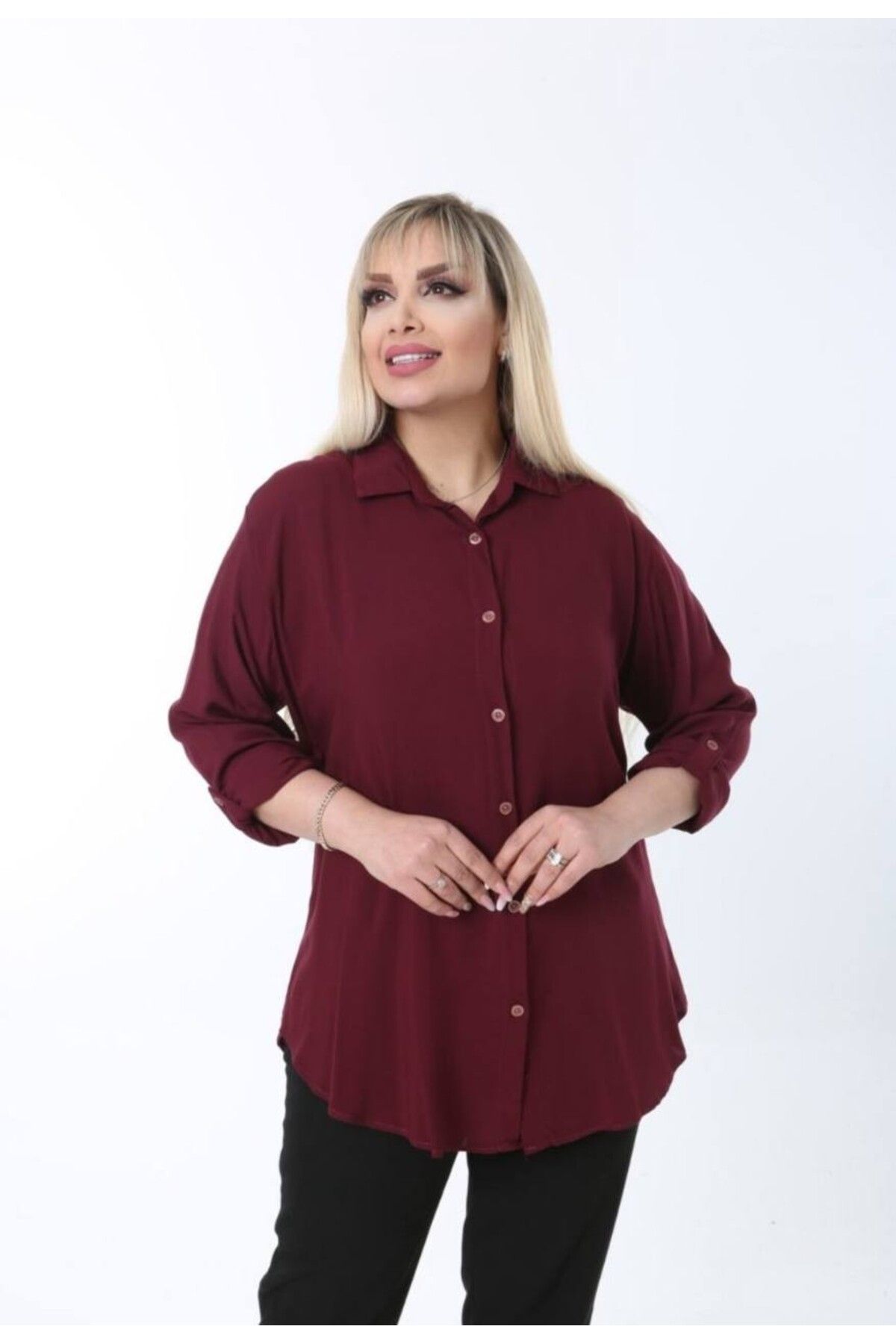 Sevda Kılınç Büyük Beden Viskon Gömlek