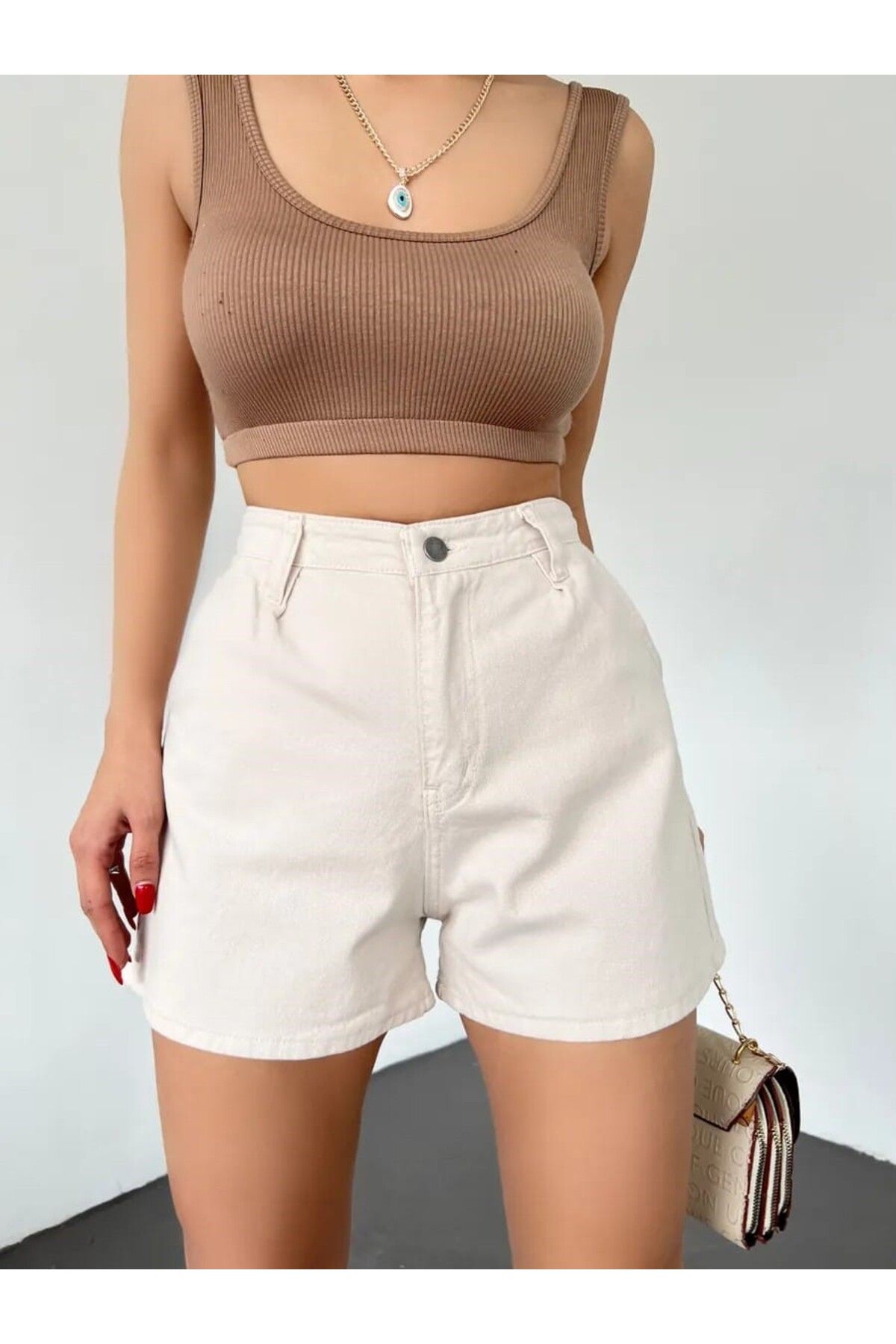 Pearl Life Kadın Çift Cepli Pileli Denim Şort