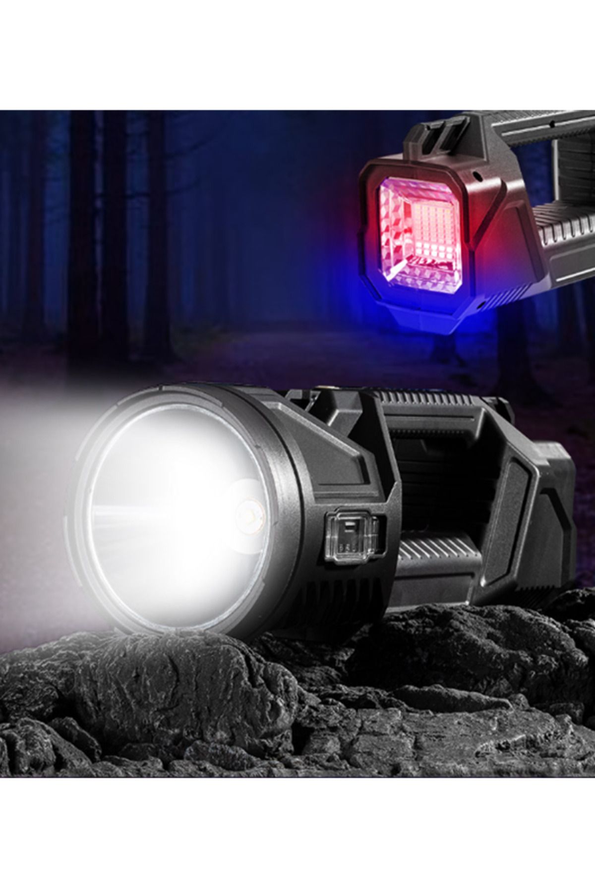 MACON-مصباح يدوي LED قابل لإعادة الشحن XHP70 متعدد الوظائف 7 في 1، مصباح يدوي طويل المدى 7