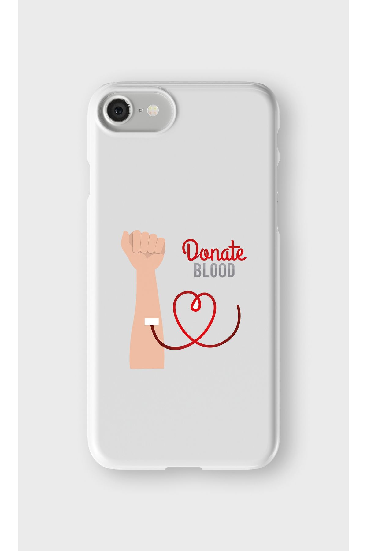 lelia iPhone 7 Uyumlu Donate Blood Tasarımlı İçi Kadife Lansman Beyaz Silikon Kılıf