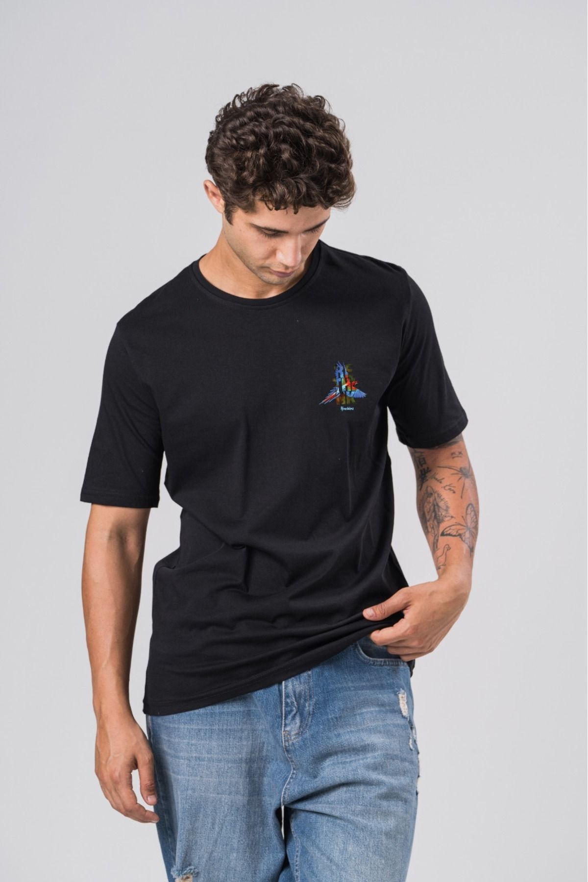 COAL CİTY Erkek Siyah Baskılı Regular %100 Organik Pamuk Siyah T-shirt