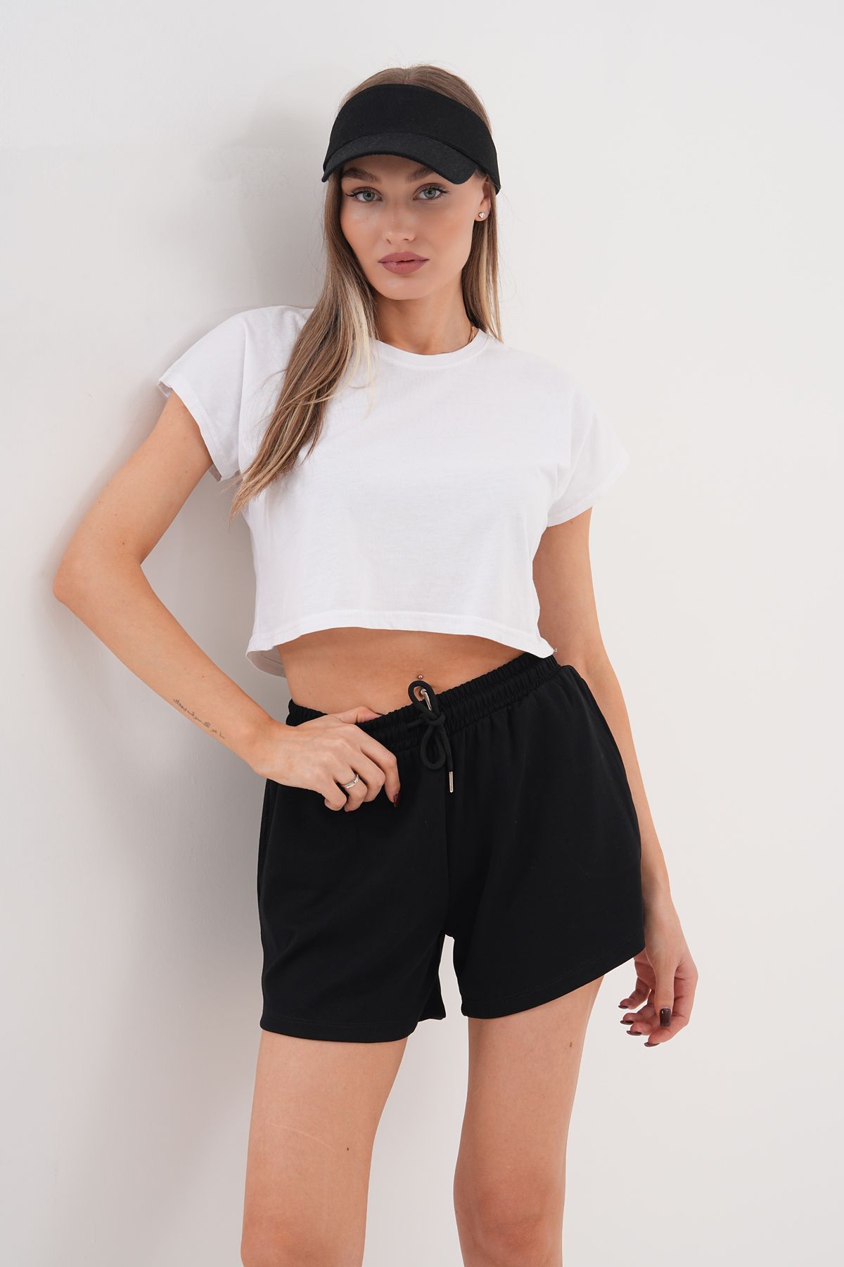 GENIUS STORE Kadın Modal Şort Beli Lastikli Cepli Şort MODAL-ŞORT