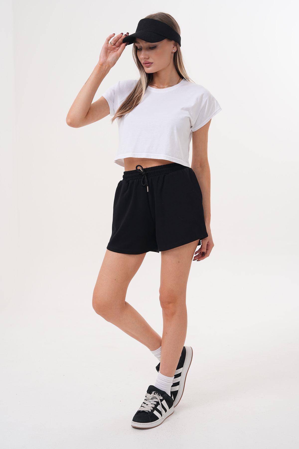 GENIUS STORE-شورت نسائي مشروط بخصر مطاطي وجيوب شورت MODAL-SHORTS 4