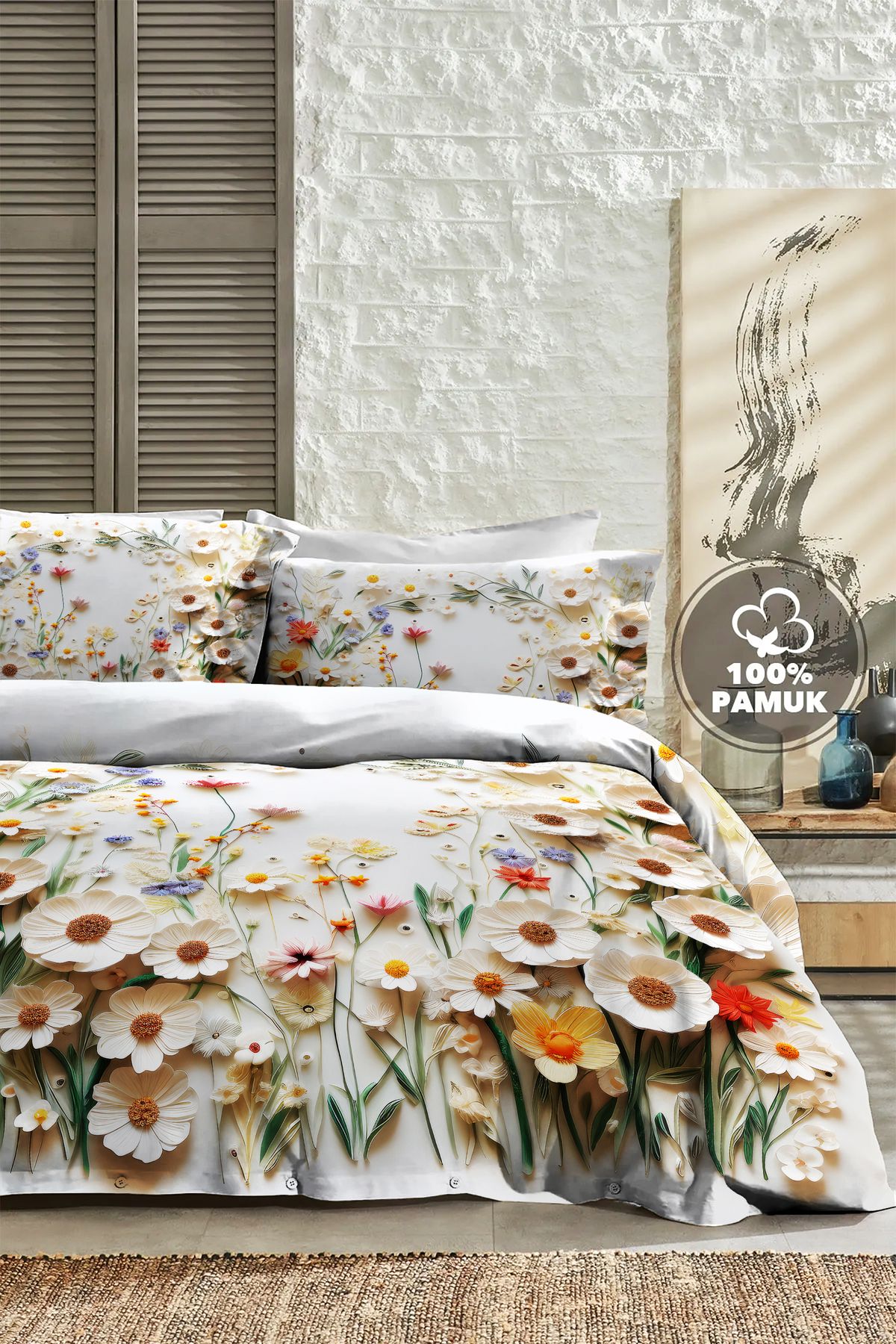 MonoHome Çift Kişilik Nevresim 3D Tasarım %100 Pamuk Oeko-tex®Sertifikalı Özel Dokuma dancing roses
