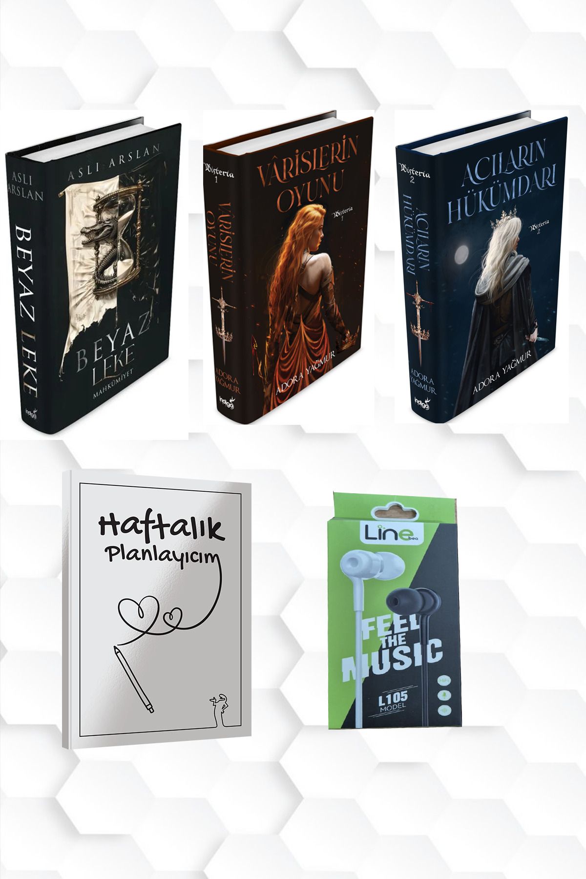 İndigo Kitap CİLTLİ-BEYAZ LEKE 1 -VARİSLERİN OYUNU-ACILARIN HÜKÜMDARI+HAFTALIK PLANLAYICIM 52 (HAFTA)KULAKLIK
