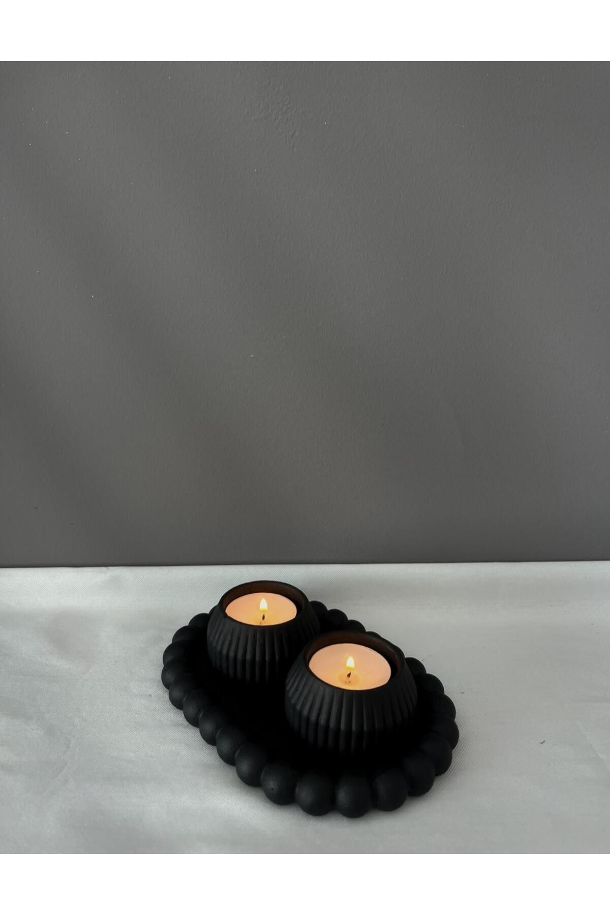 Evosia Design Siyah İnci Detaylı Dekoratif Tealight Set
