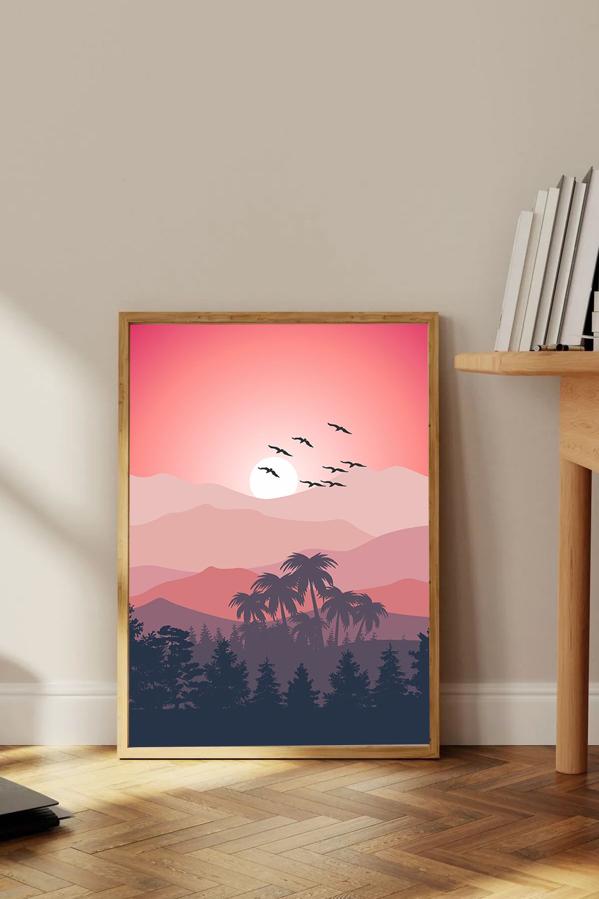 Dekorsiahome Tek Parça Ahşap Çerçeveli Oturma Odası Salon Mutfak Tablo TK0423