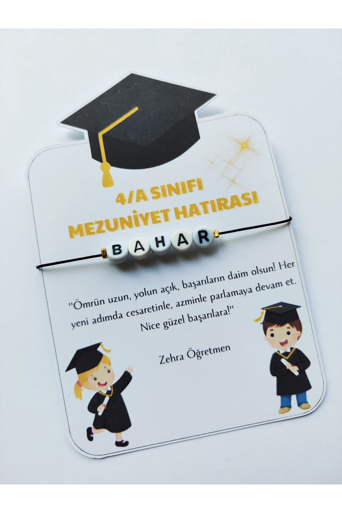 Kiraz Craft 10 Adet Okul Mezuniyet Hediyesi İsimli Bileklik - Karne Hediyesi - Şans Bilekliği - (Kişiye Özel)