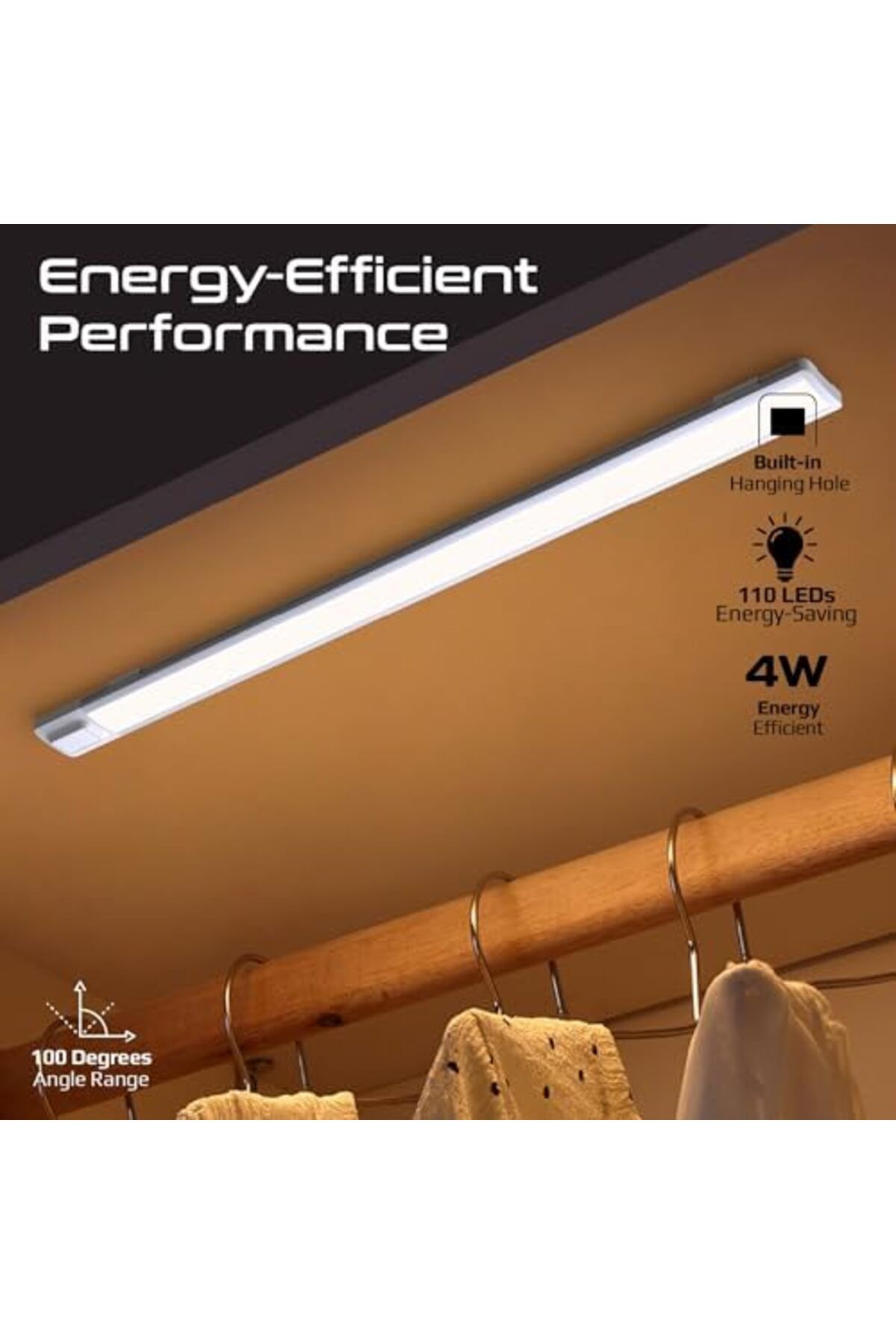 Promate-60cm LED Light with Motion Sensor, 100lm Brightness, Energy-Efficient 4W LEDs, USB-C Recharg 4