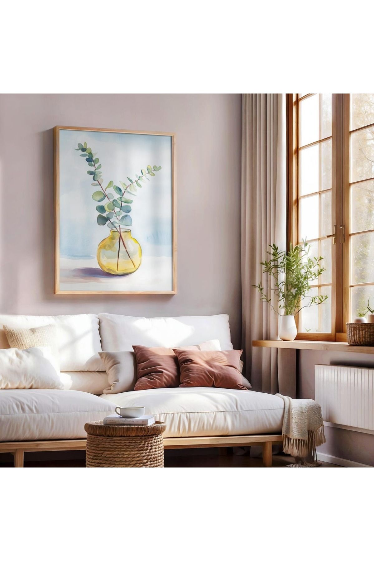 Dekorsiahome Tek Parça Ahşap Çerçeveli Oturma Odası Salon Mutfak Tablo TK0419
