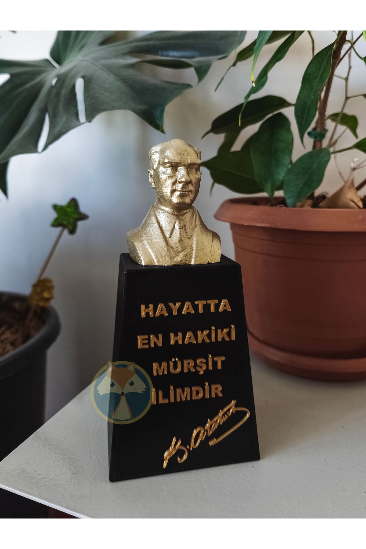 Tilki Atölye 3D Atatürk Büstü – “En Hakiki Mürşit İlimdir” Yazılı