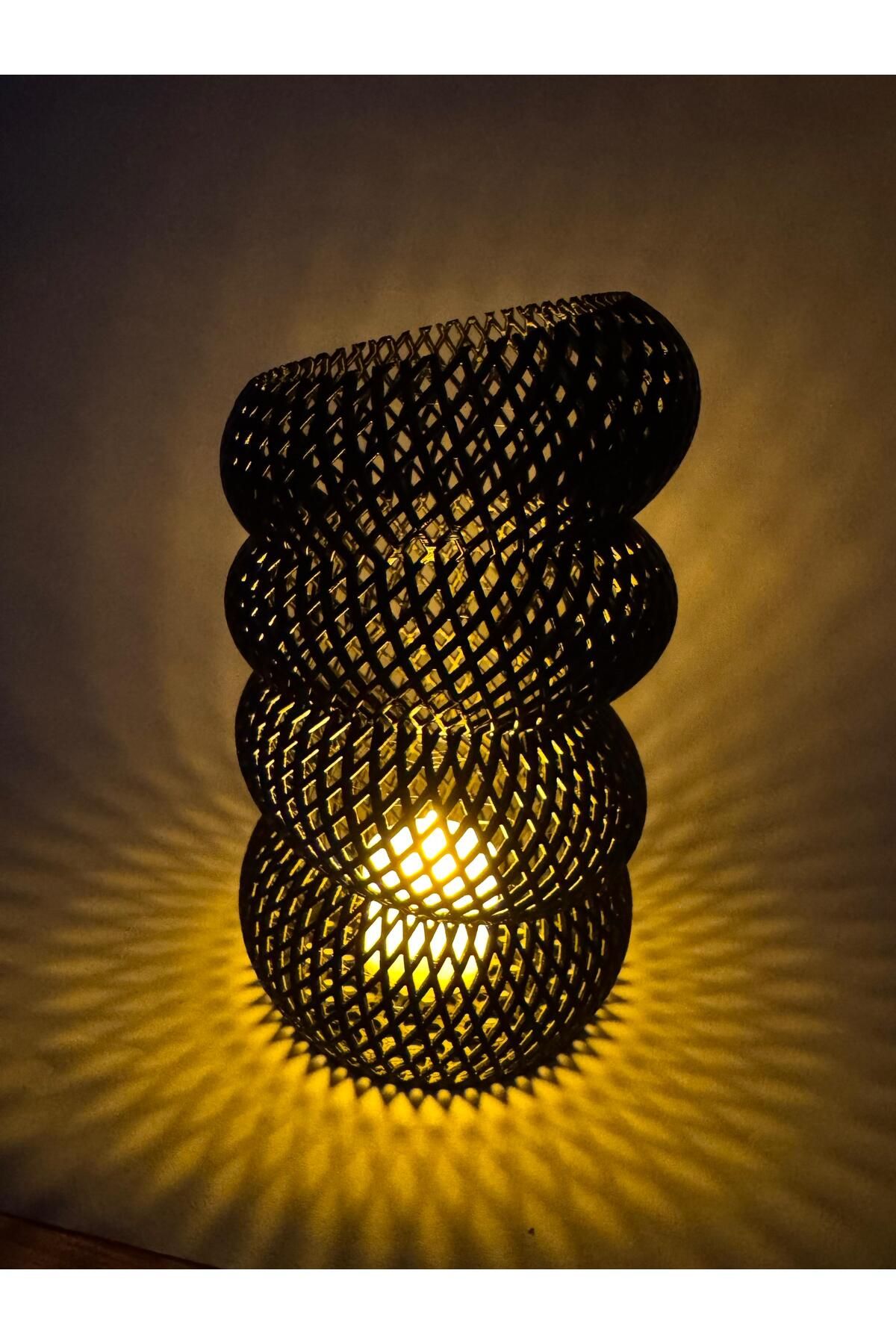 BatuBilge3d Modern Spiral Örgü Vazo ve Led Mum