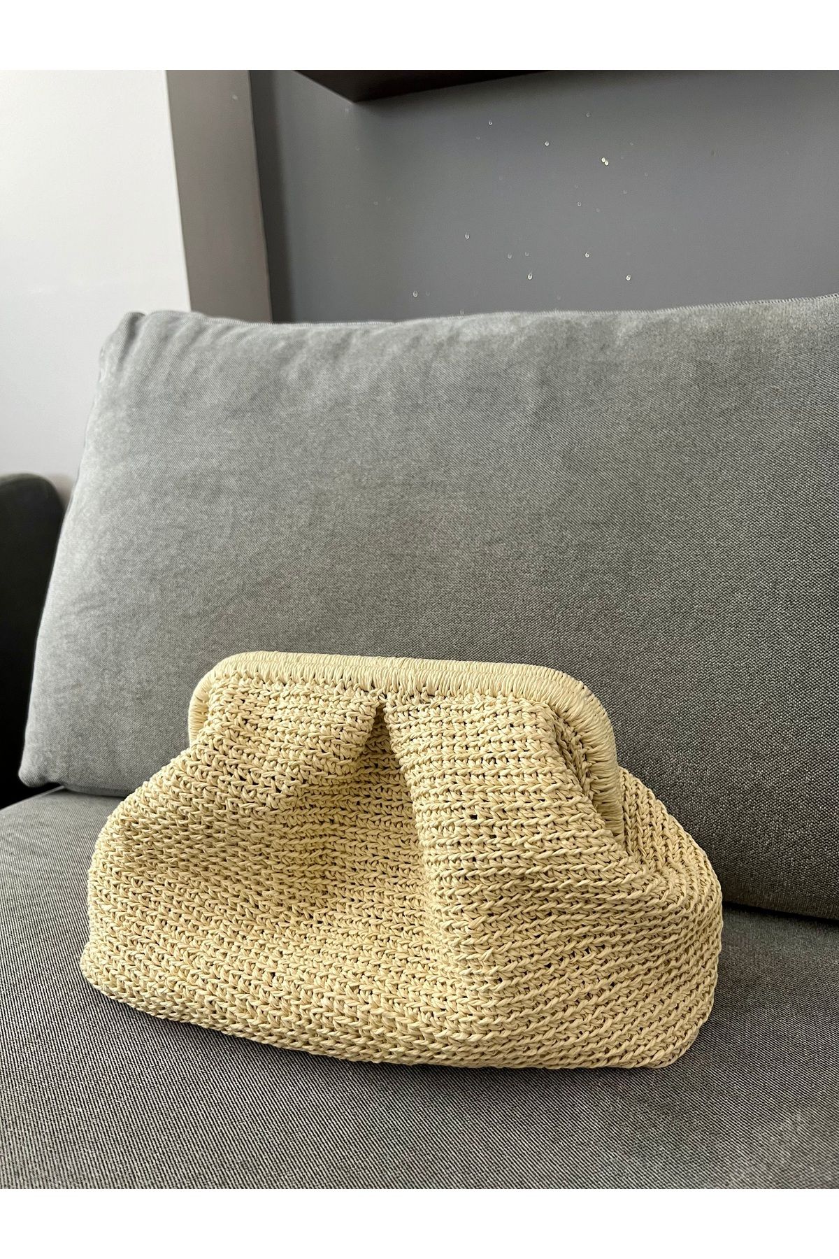 Evosia Design Kağıt İp Örme Clutch Çanta