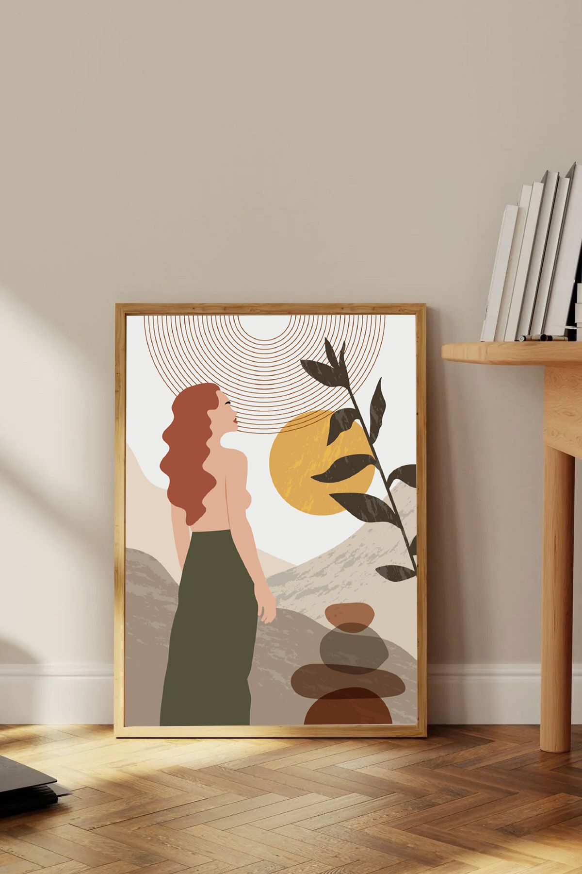 Dekorsiahome Tek Parça Ahşap Çerçeveli Oturma Odası Salon Mutfak Tablo TK0439