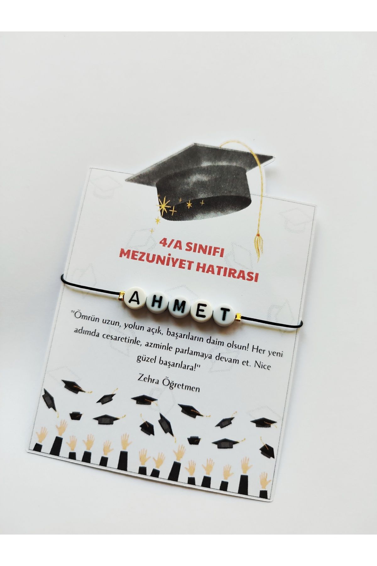 Kiraz Craft 10 Adet Okul Mezuniyet Hediyesi İsimli Bileklik - Karne Hediyesi - Şans Bilekliği - (Kişiye Özel)
