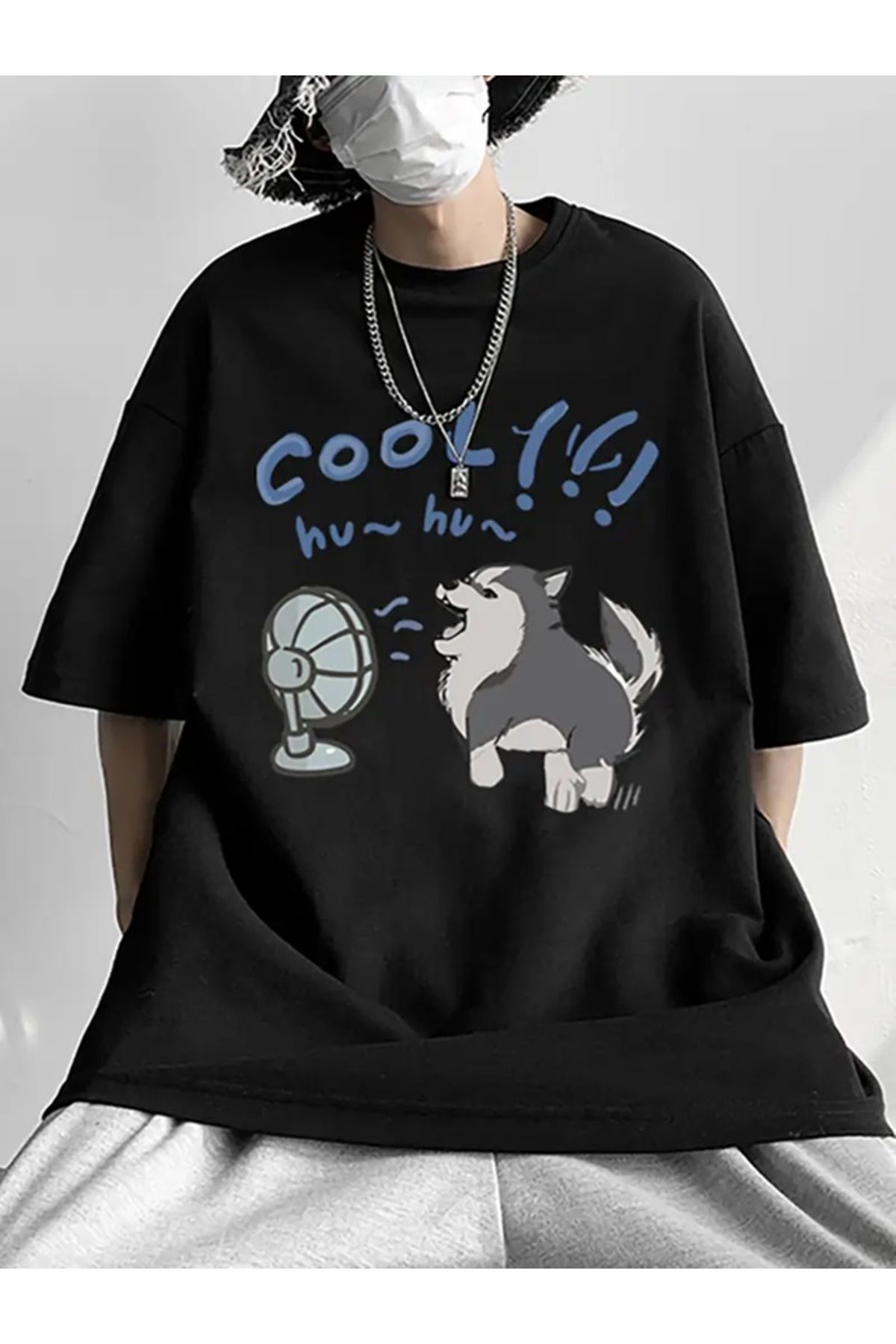 Touz Moda Cool Dog Baskılı Unisex Oversize T-shirt
