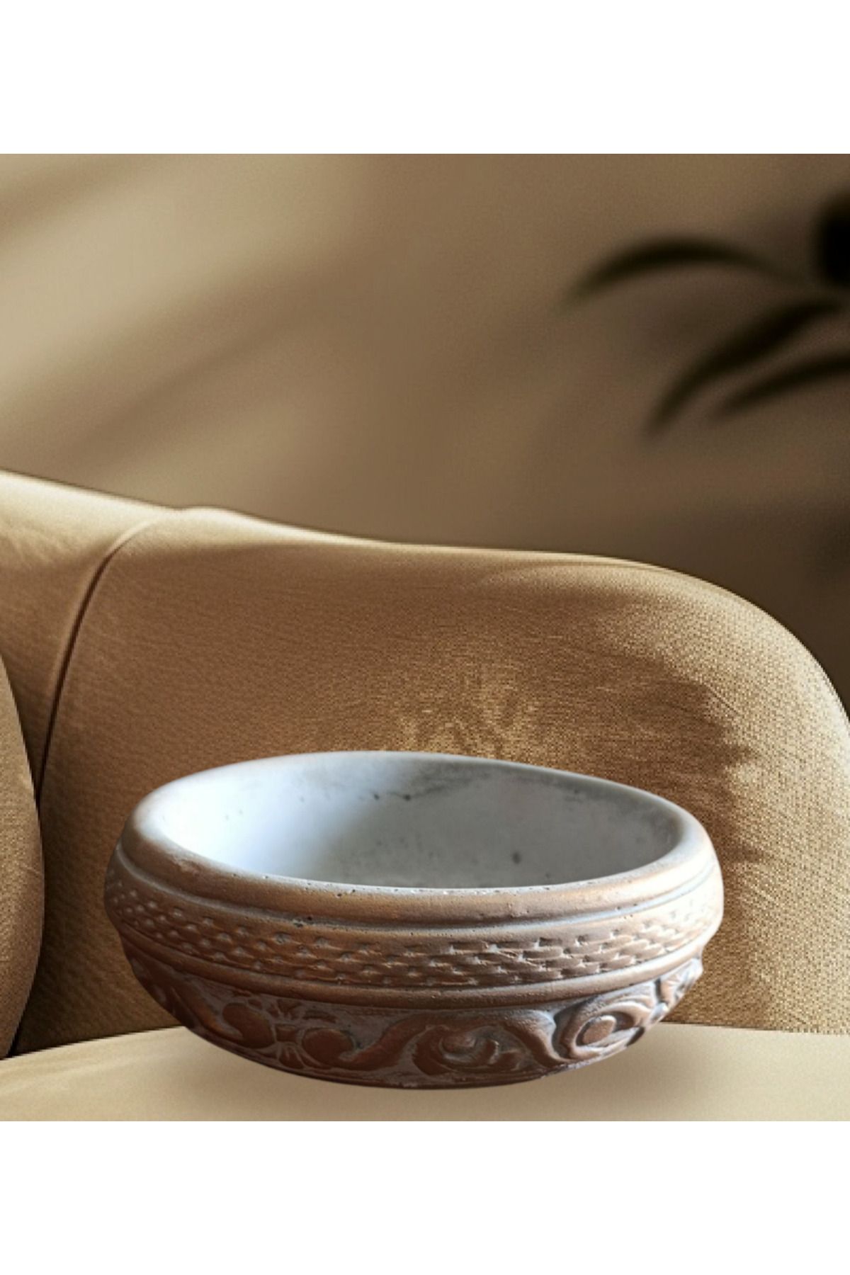 Yades Oval şekilli oyma detaylı lüks taş saksı