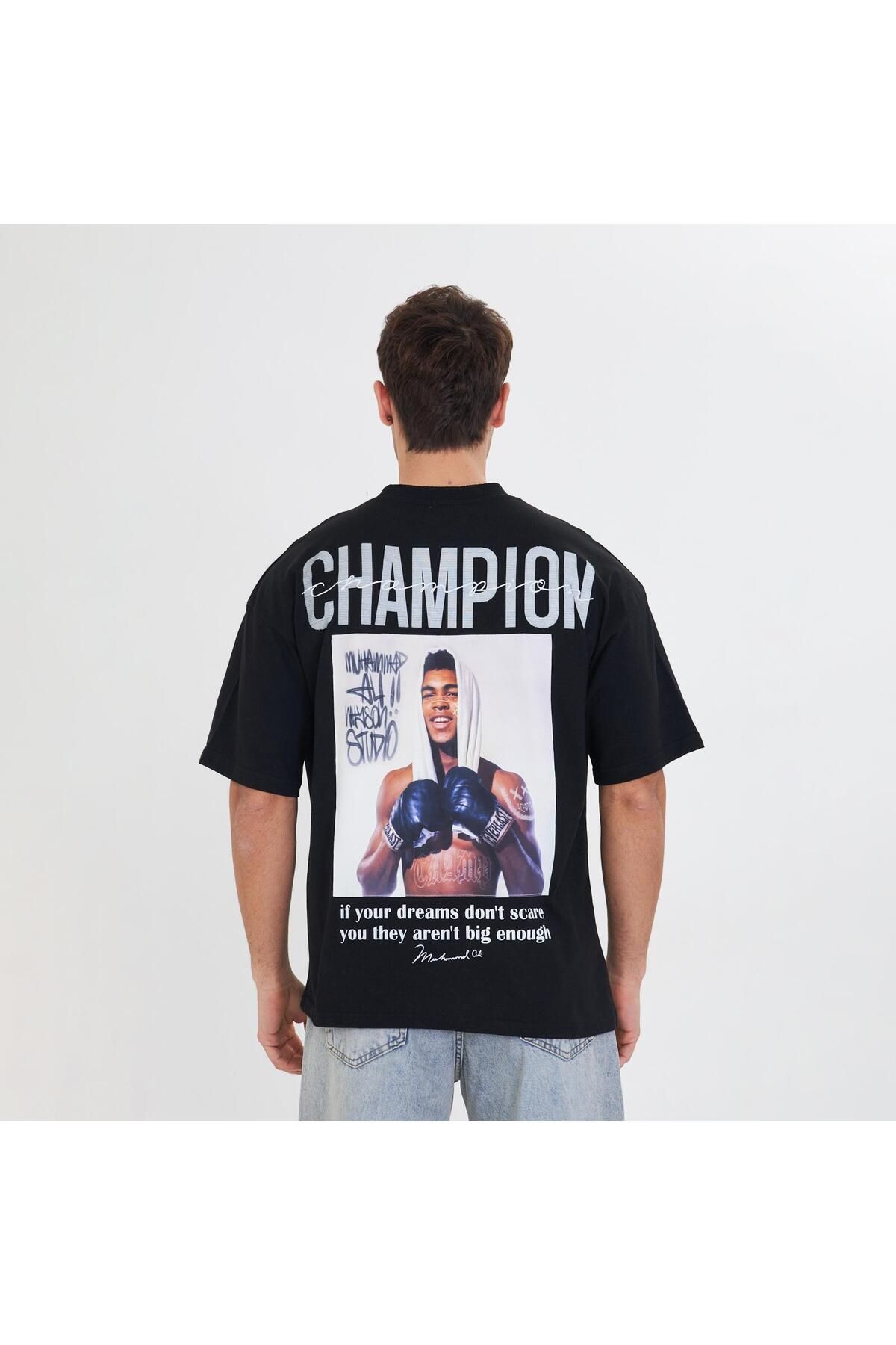SCHOTT muhammed ali peç baskılı unisex oversize t-shirt