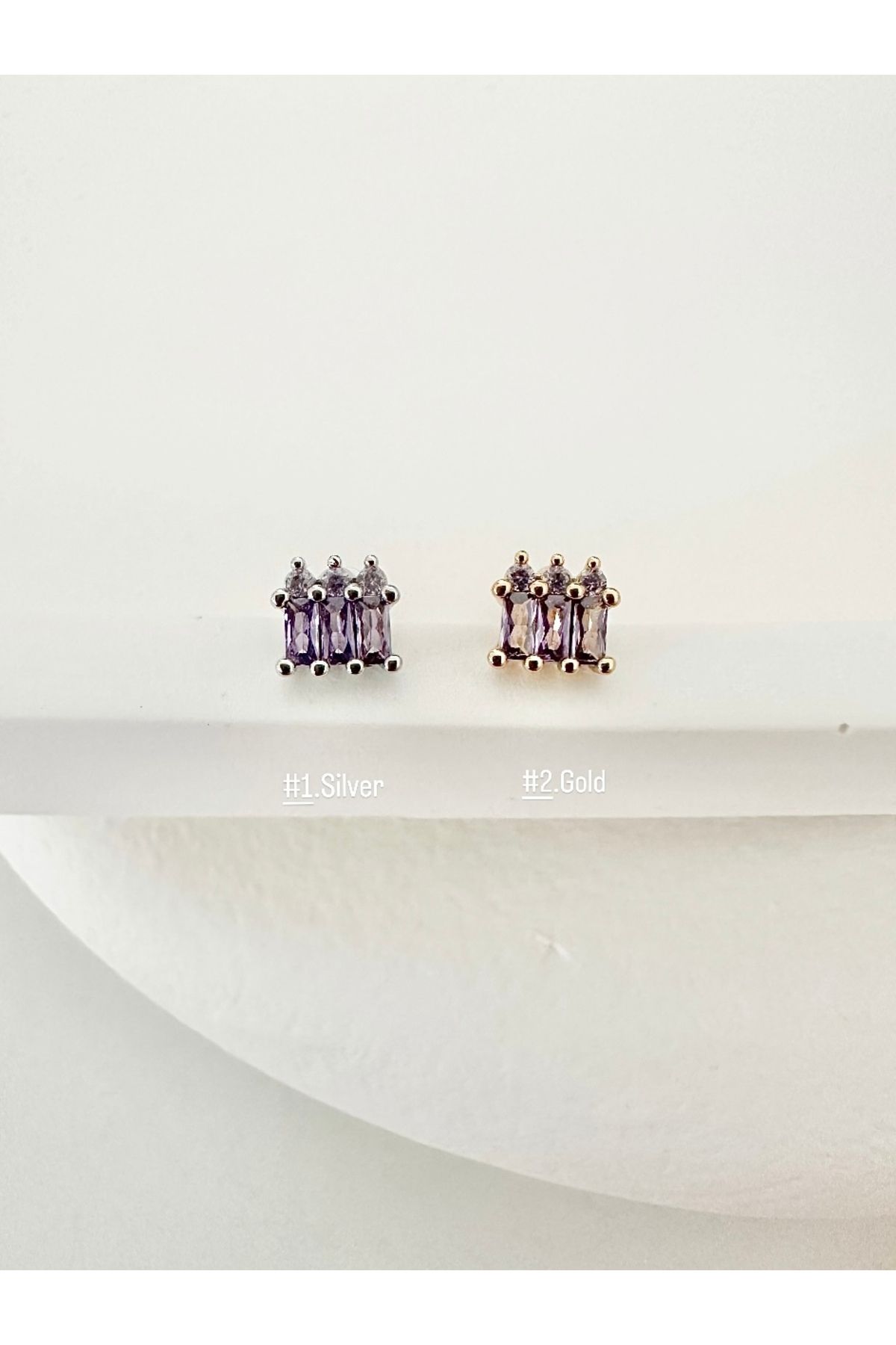 My Bellas Jewels Cerrahi Çelik Mor Taşlı Piercing Küpe, Helix, Tragus, Flat, Lobe Uyumlu (1 Adet)
