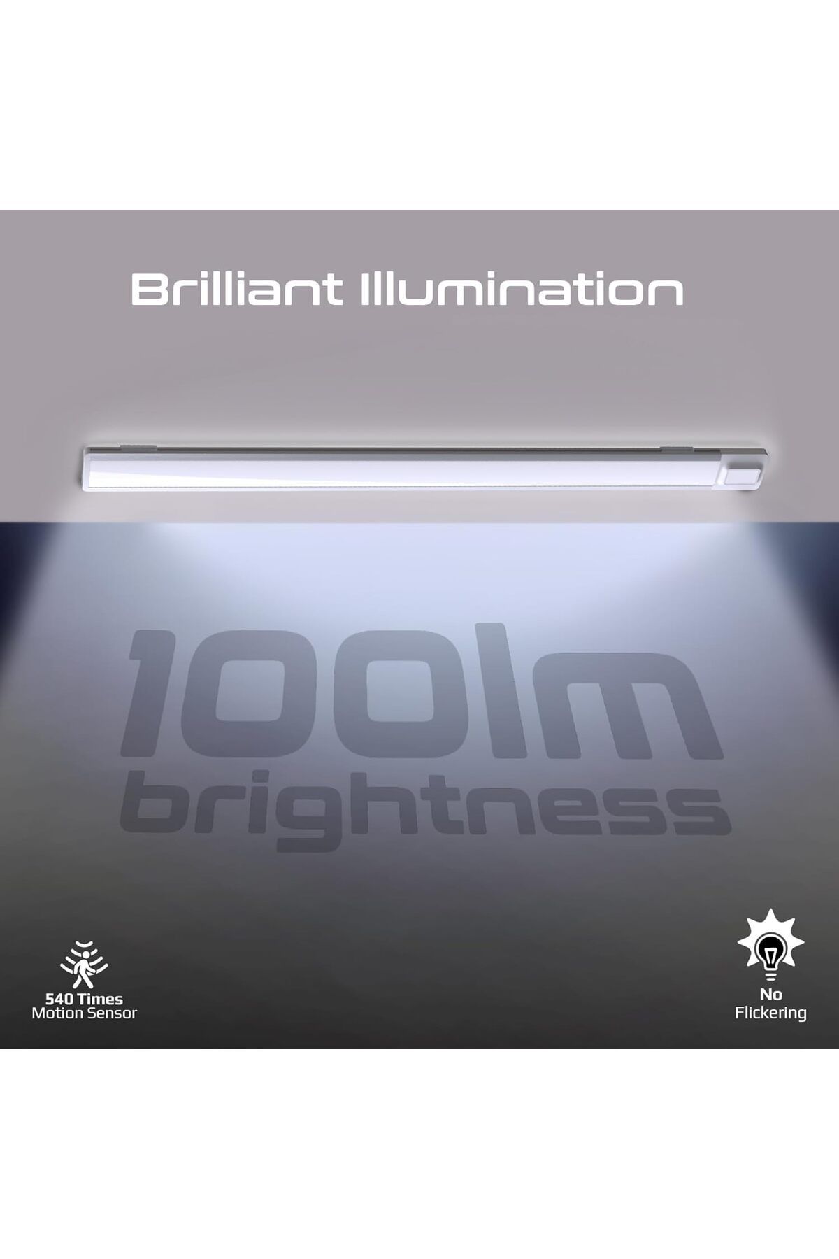 Promate-60cm LED Light with Motion Sensor, 100lm Brightness, Energy-Efficient 4W LEDs, USB-C Recharg 3