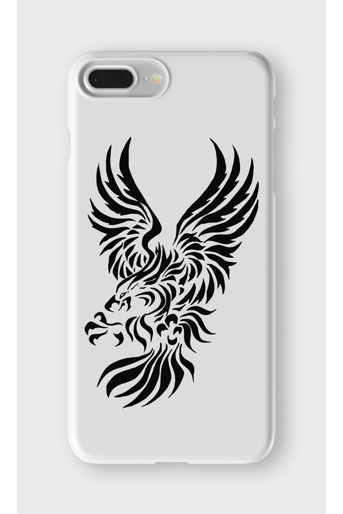 lelia iPhone 6 Plus ve 6s Plus Uyumlu Şahin Tasarımlı İçi Kadife Lansman Beyaz Silikon Kılıf
