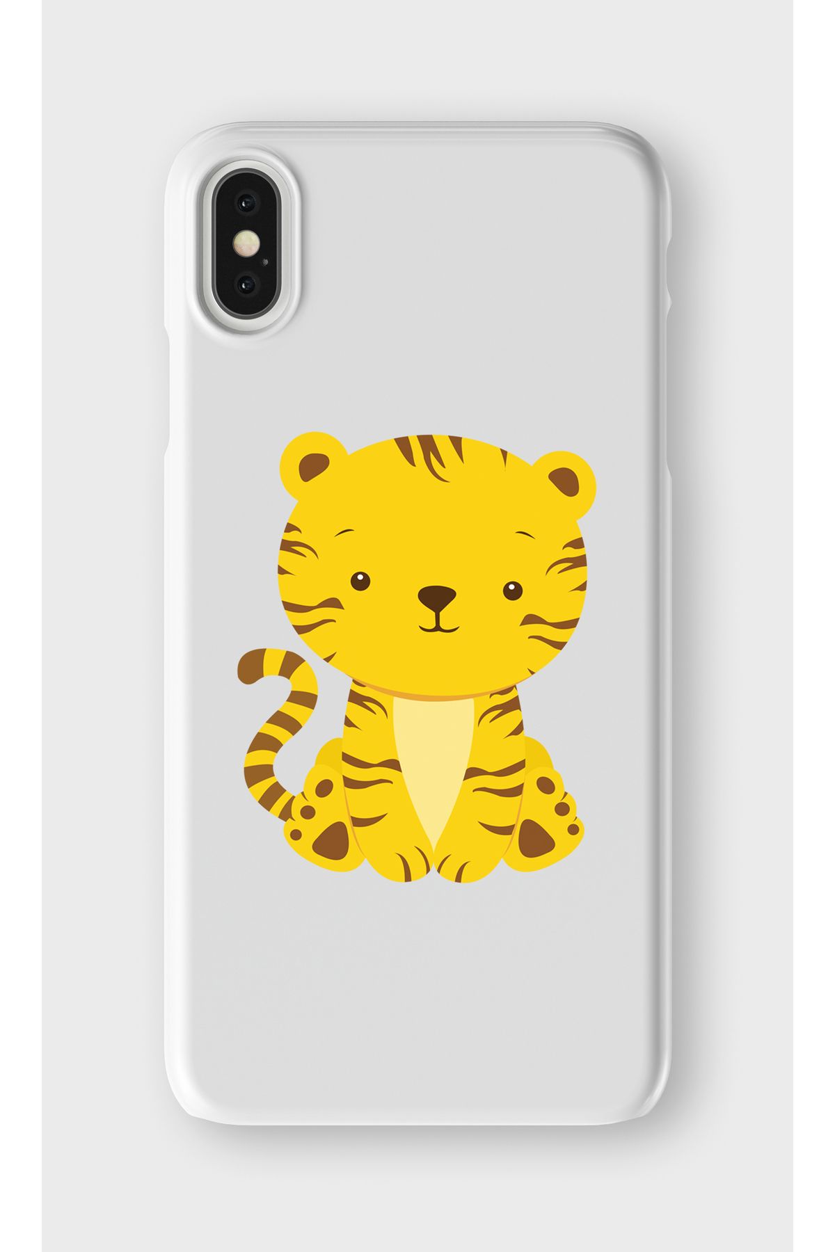 lelia iPhone XS Max Uyumlu Sevimli Kaplan Tasarımlı İçi Kadife Lansman Beyaz Silikon Kılıf