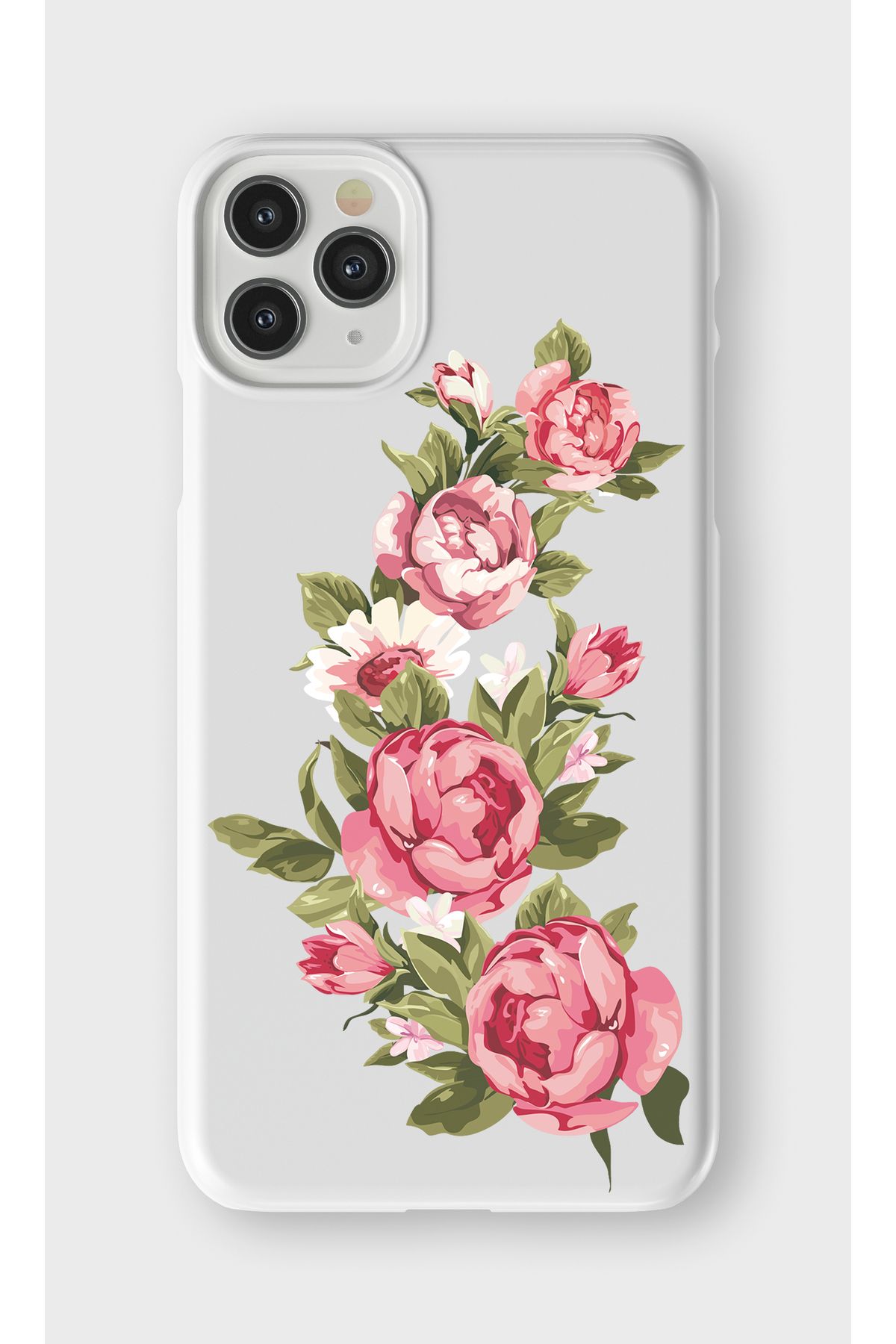lelia iPhone 11 Pro Uyumlu Çiçek Tasarımlı İçi Kadife Lansman Beyaz Silikon Kılıf