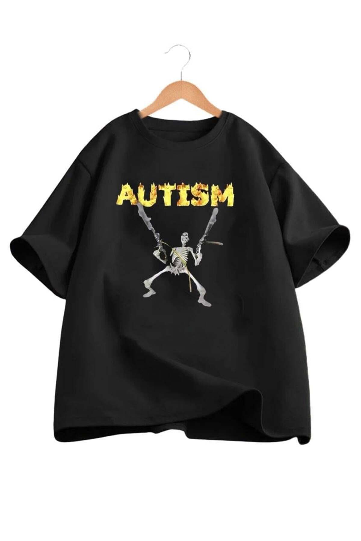 BALİNA Siyah Autism Skeleton Unisex T-shirt -BLN
