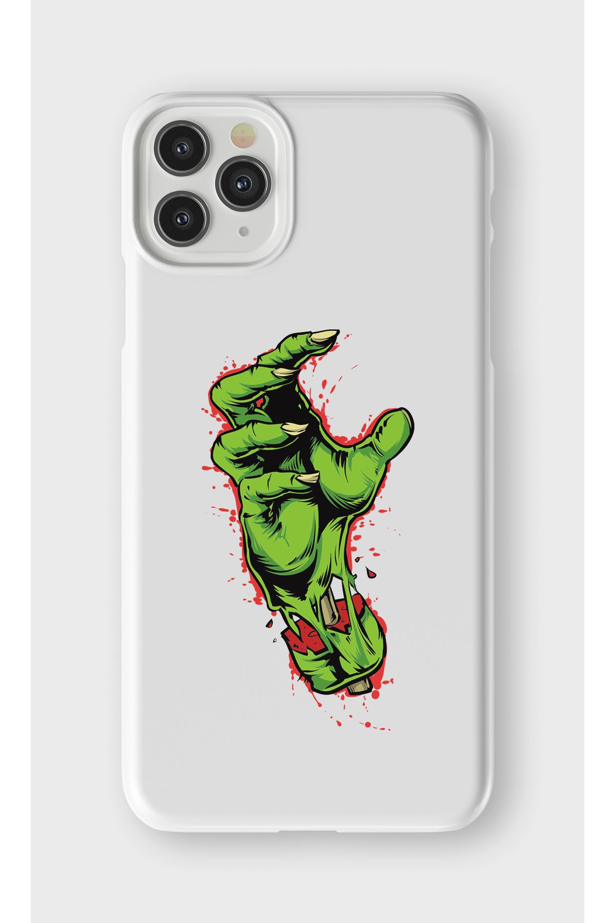 lelia iPhone 11 Pro Max Uyumlu Zombi Eli Tasarımlı İçi Kadife Lansman Beyaz Silikon Kılıf